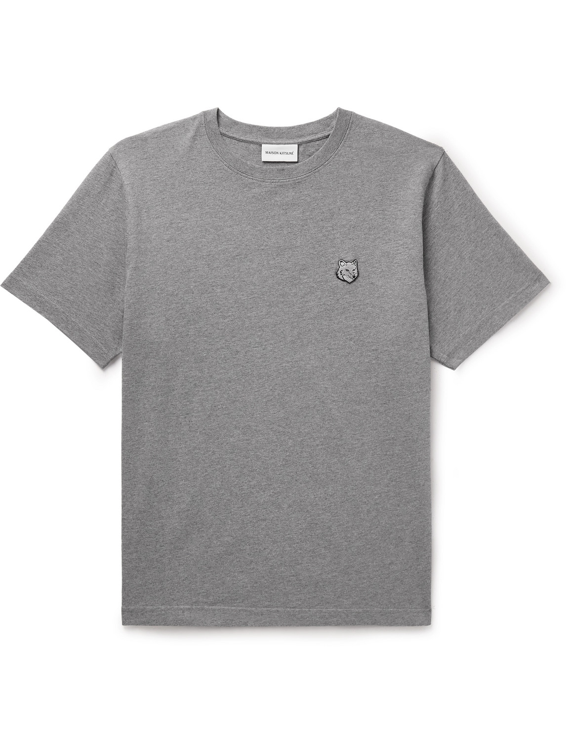 Maison Kitsuné Logo-appliquéd Cotton-jersey T-shirt In Gray