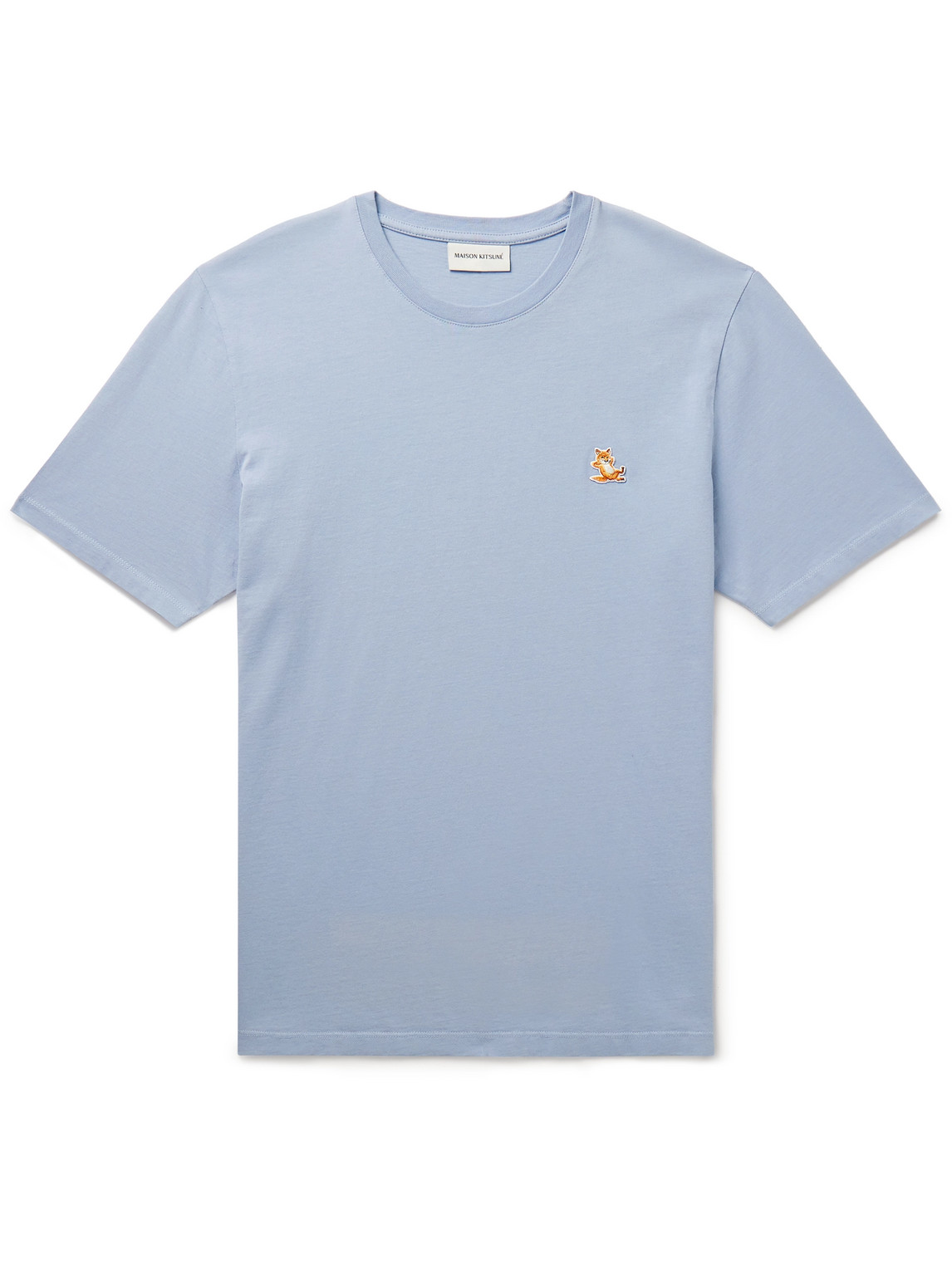 Shop Maison Kitsuné Chillax Fox Logo-appliquéd Cotton-jersey T-shirt In Blue