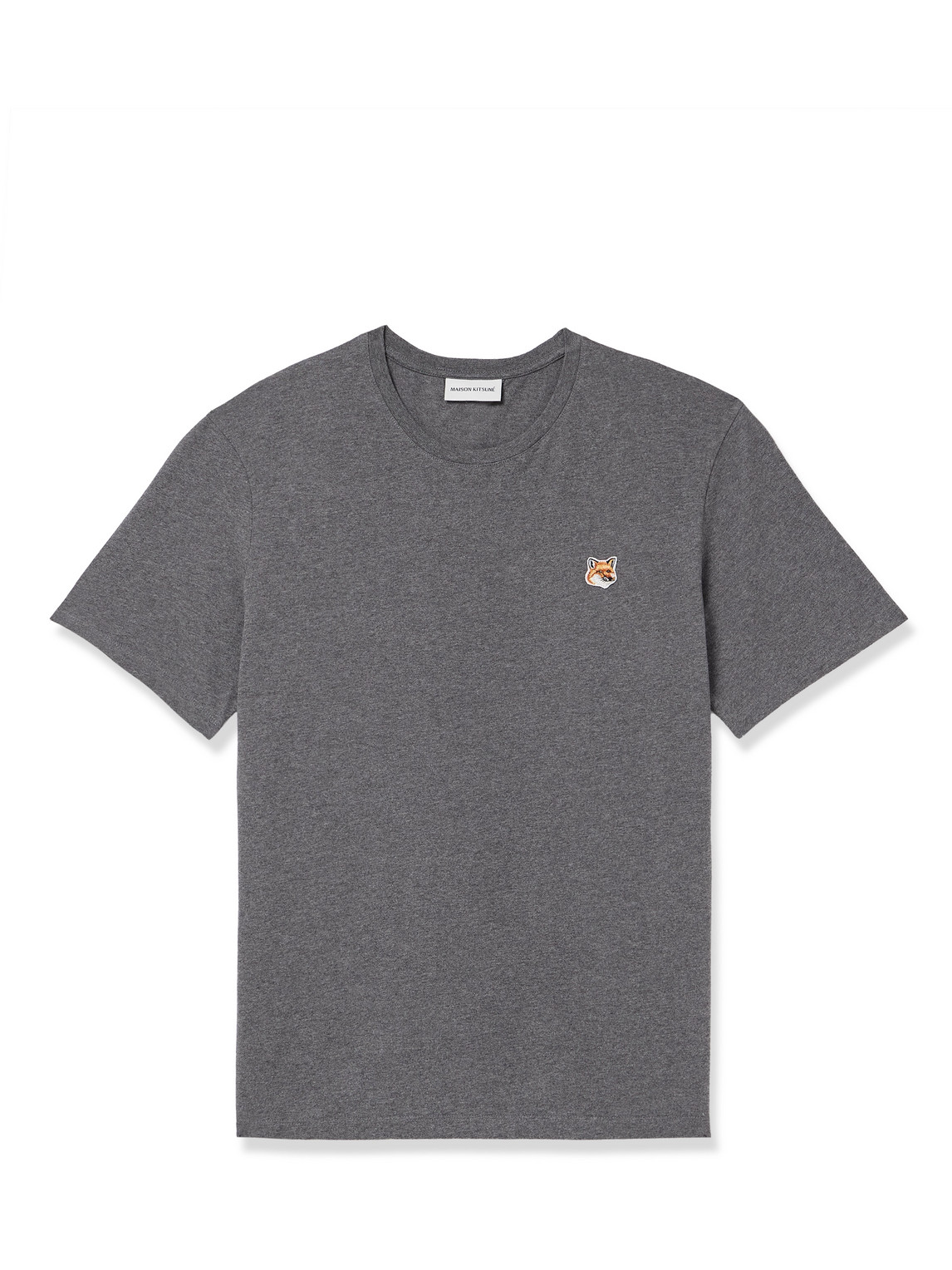 Maison Kitsuné Logo-appliquéd Mélange Cotton-jersey T-shirt In Gray