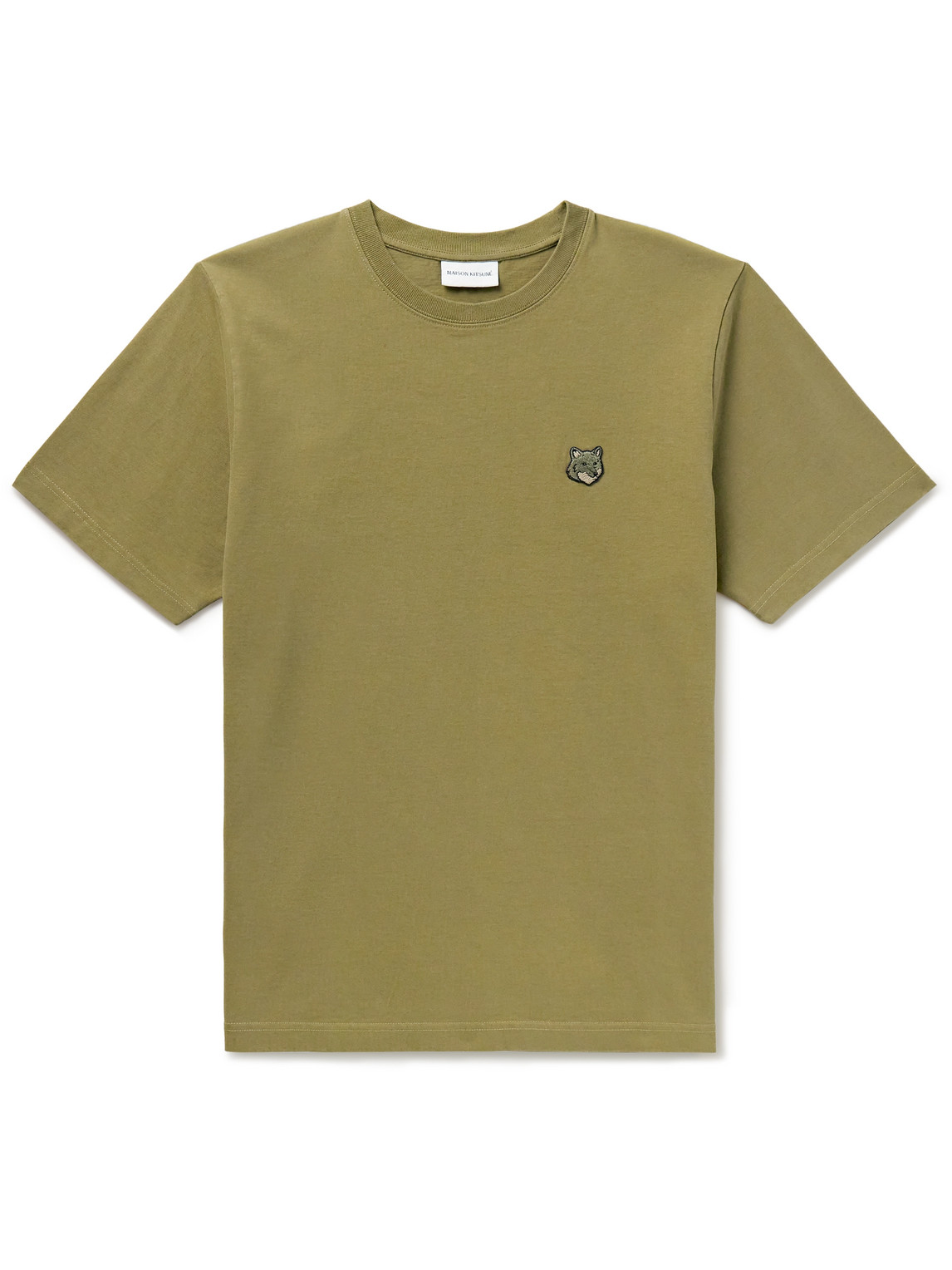 Maison Kitsuné Logo-appliquéd Cotton-jersey T-shirt In Green