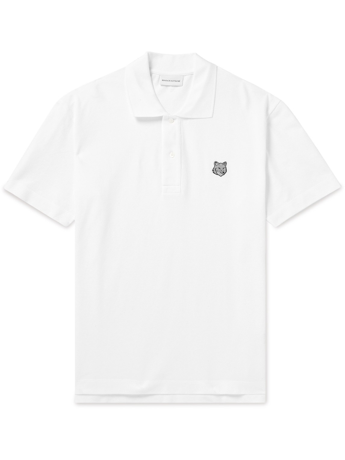 Maison Kitsuné Logo-appliquéd Cotton-piqué Polo Shirt In White