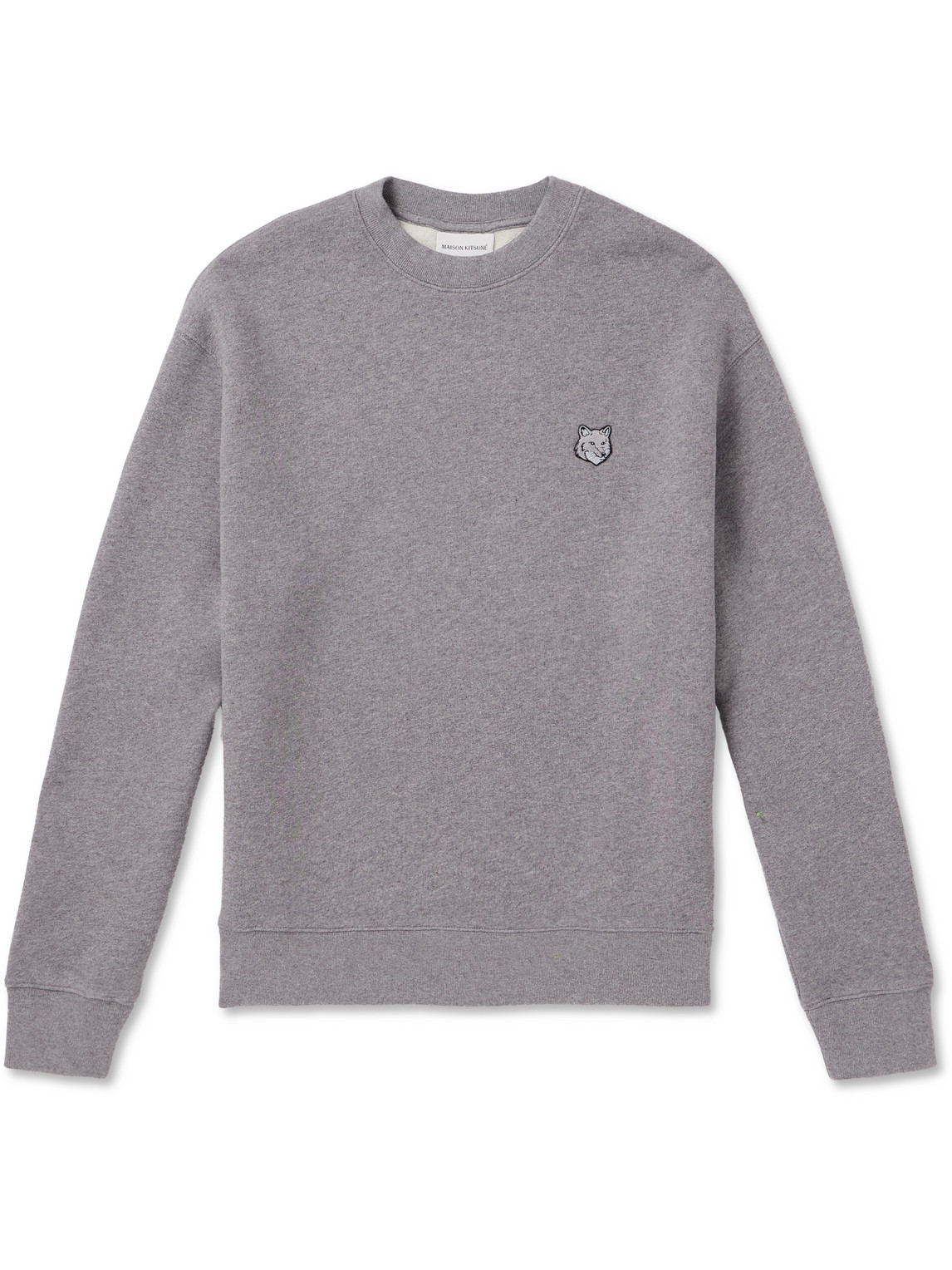Maison Kitsuné Logo-appliquéd Cotton-jersey Sweatshirt In Gray