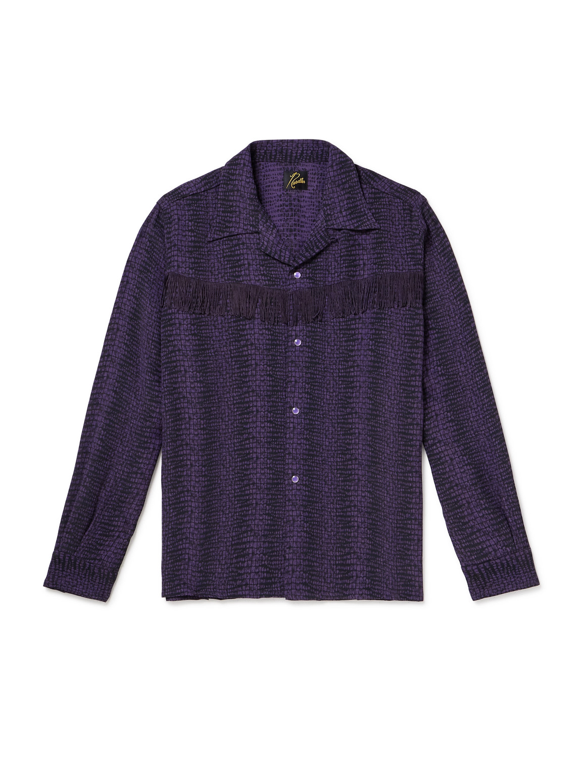 Needles Convertible-collar Fringed Jacquard Shirt In Purple