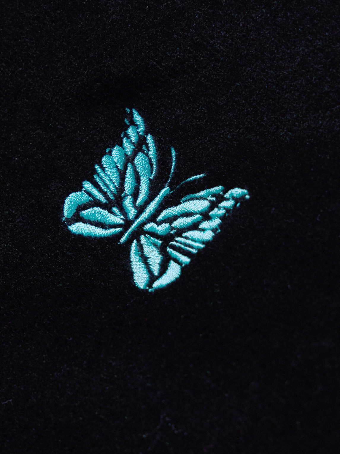 Shop Needles Webbing-trimmed Logo-embroidered Cotton-blend Velour Hoodie In Black