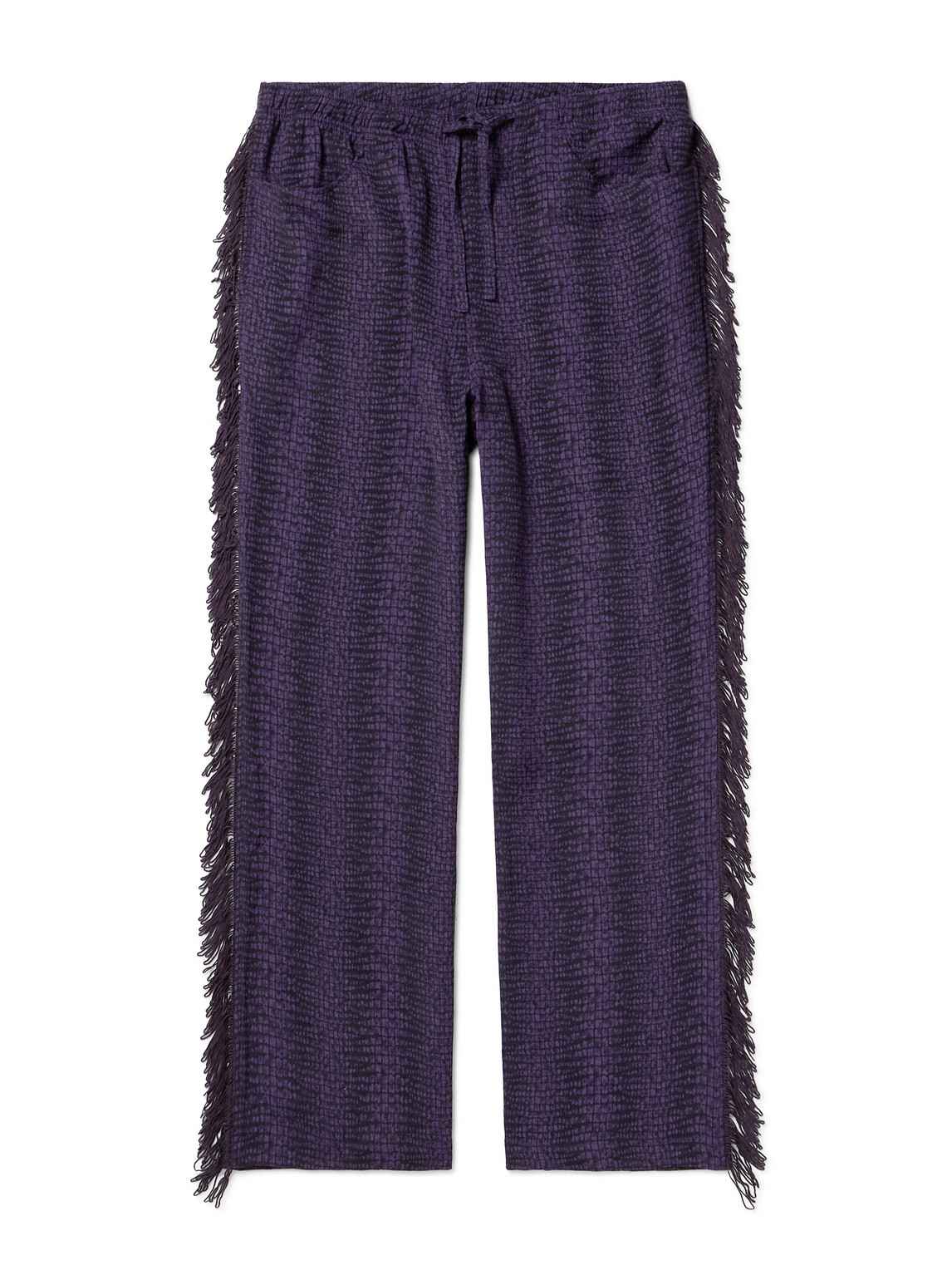 Needles Straight-leg Fringed Jacquard Trousers In Purple