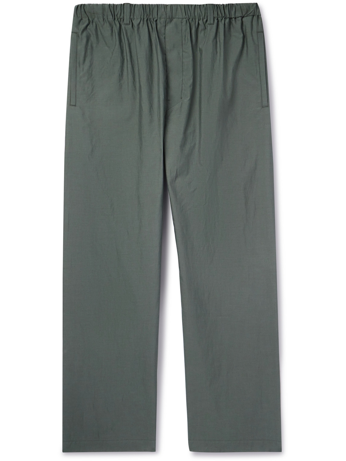 Lemaire Straight-leg Cotton And Silk-blend Trousers In Green