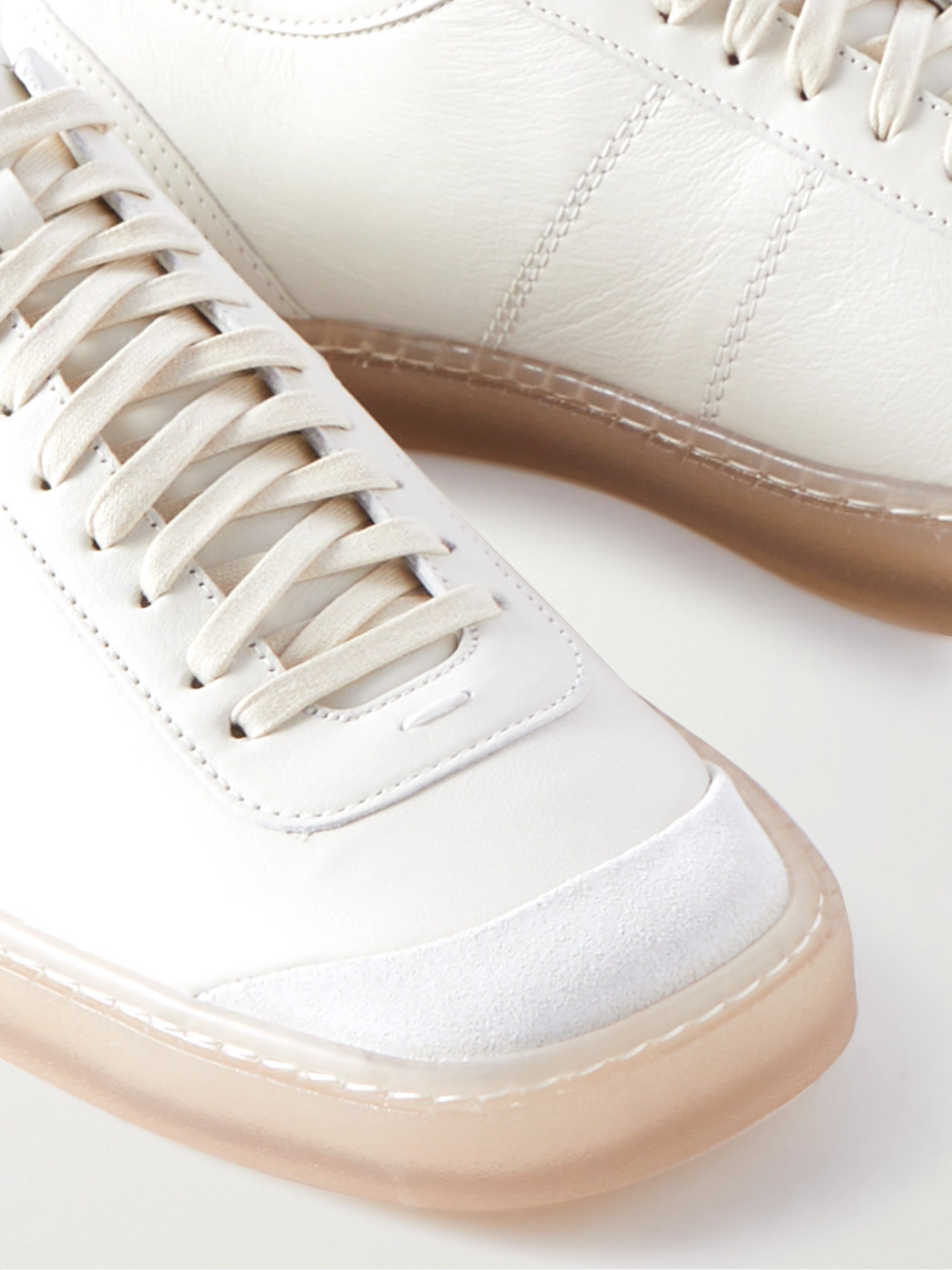 Shop Lemaire Suede-trimmed Leather Sneakers In Neutrals