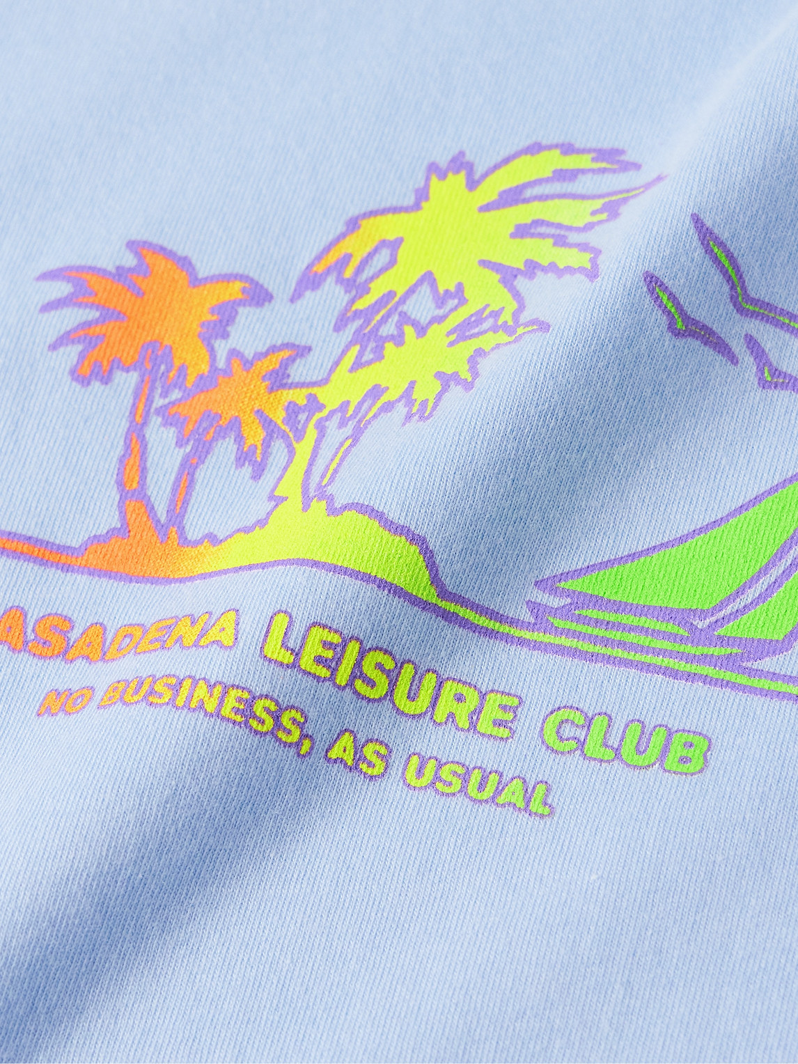 Shop Pasadena Leisure Club No Business Logo-print Garment-dyed Combed Cotton-jersey T-shirt In Blue
