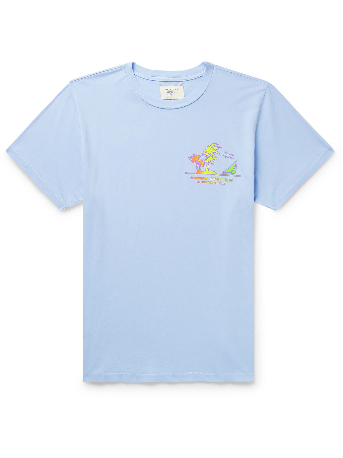 Pasadena Leisure Club No Business Logo-print Garment-dyed Combed Cotton-jersey T-shirt In Blue