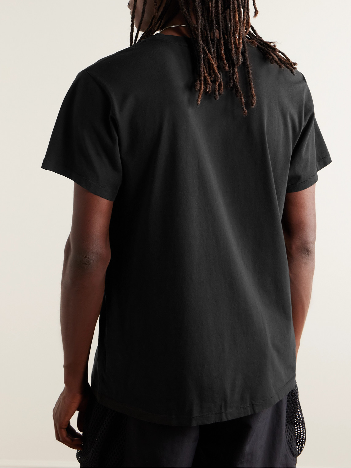 Shop Pasadena Leisure Club Company Logo-print Garment-dyed Combed Cotton-jersey T-shirt In Black