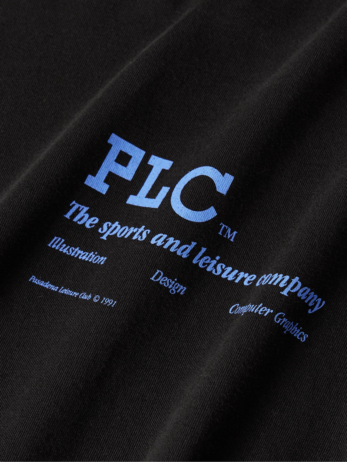 Shop Pasadena Leisure Club Company Logo-print Garment-dyed Combed Cotton-jersey T-shirt In Black