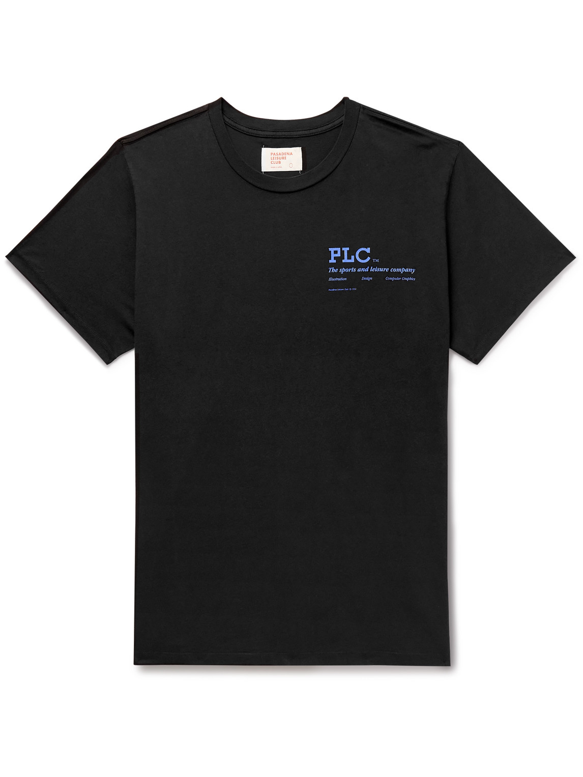 Pasadena Leisure Club Company Logo-print Garment-dyed Combed Cotton-jersey T-shirt In Black