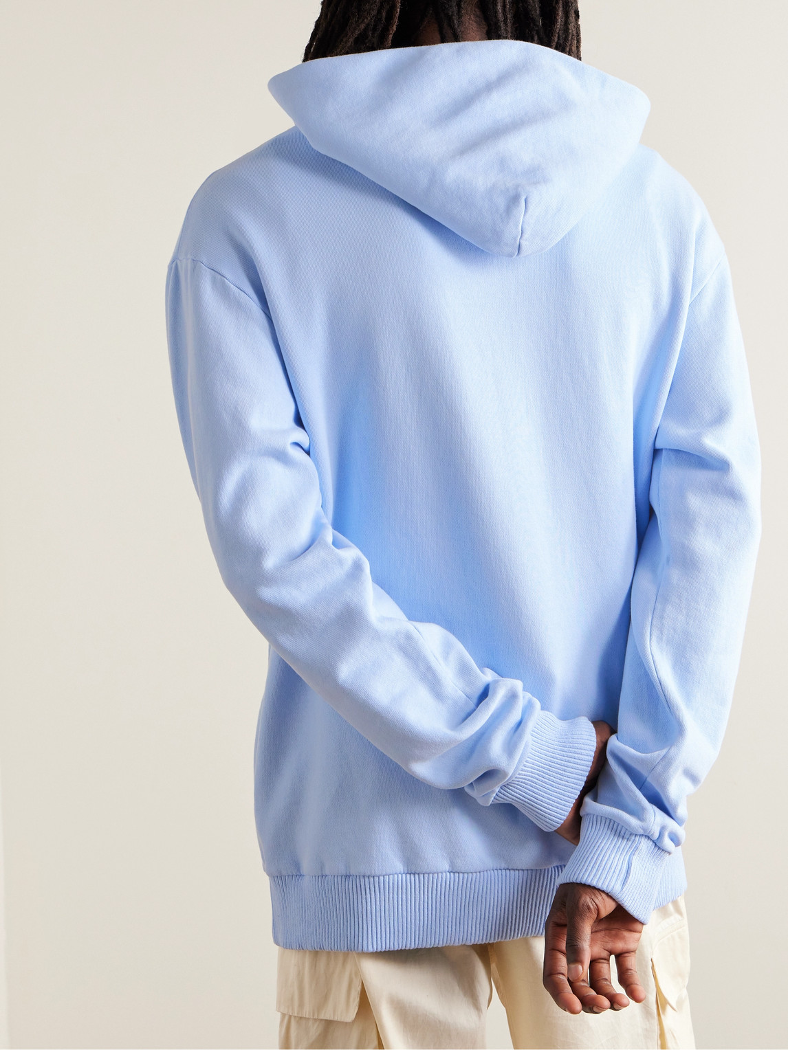 Shop Pasadena Leisure Club Athletic Dept. Logo-print Garment-dyed Cotton-jersey Hoodie In Blue