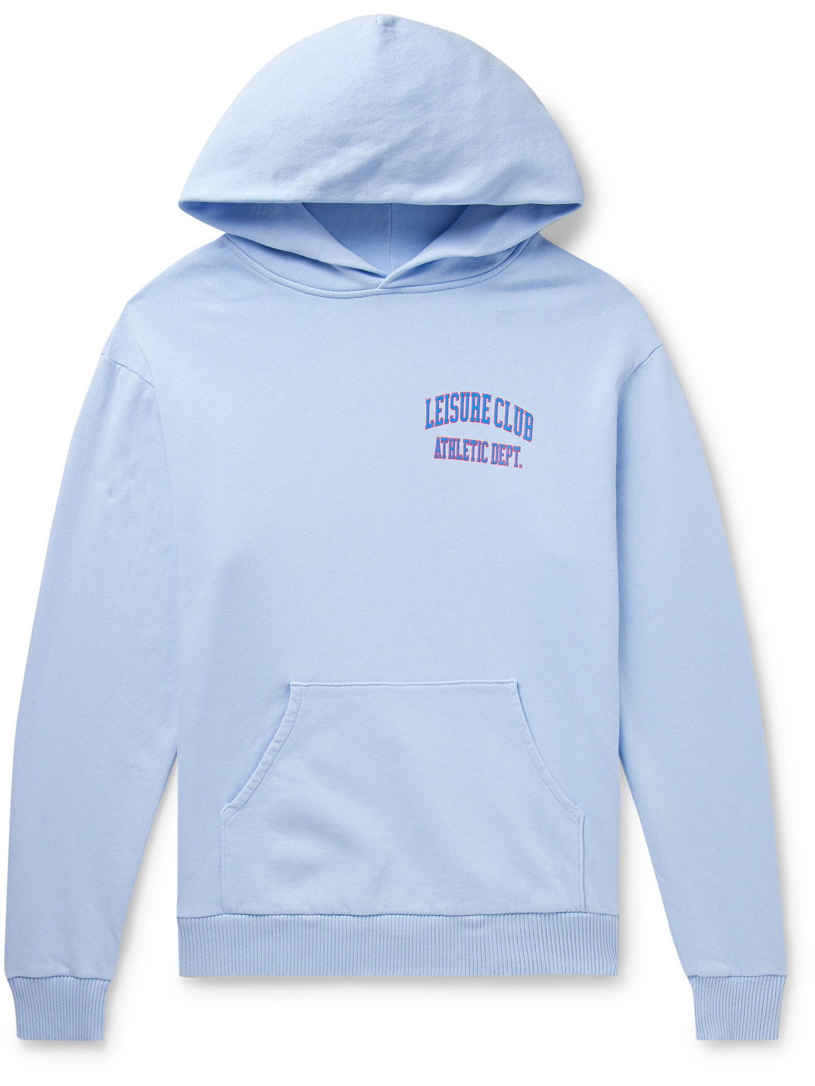 Pasadena Leisure Club Athletic Dept. Logo-print Garment-dyed Cotton-jersey Hoodie In Blue