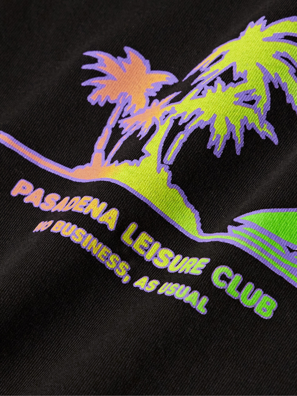 Shop Pasadena Leisure Club No Business Logo-print Garment-dyed Combed Cotton-jersey T-shirt In Black