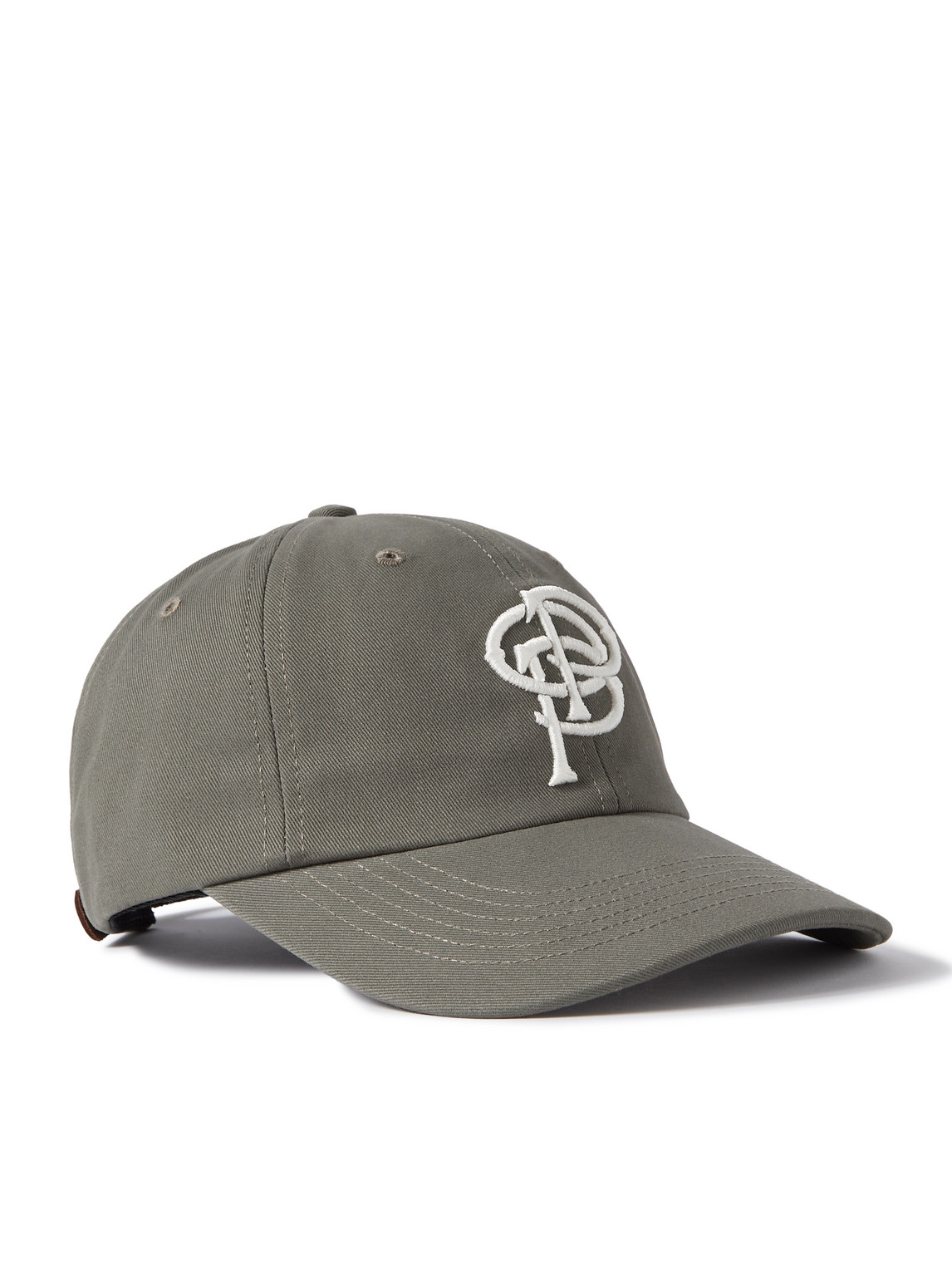 Pop Trading Company Logo-embroidered Cotton-twill Baseball Cap In Grey