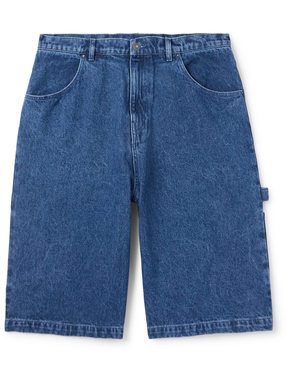 Sky High Farm Wide-leg Logo-embroidered Denim Shorts In Blue