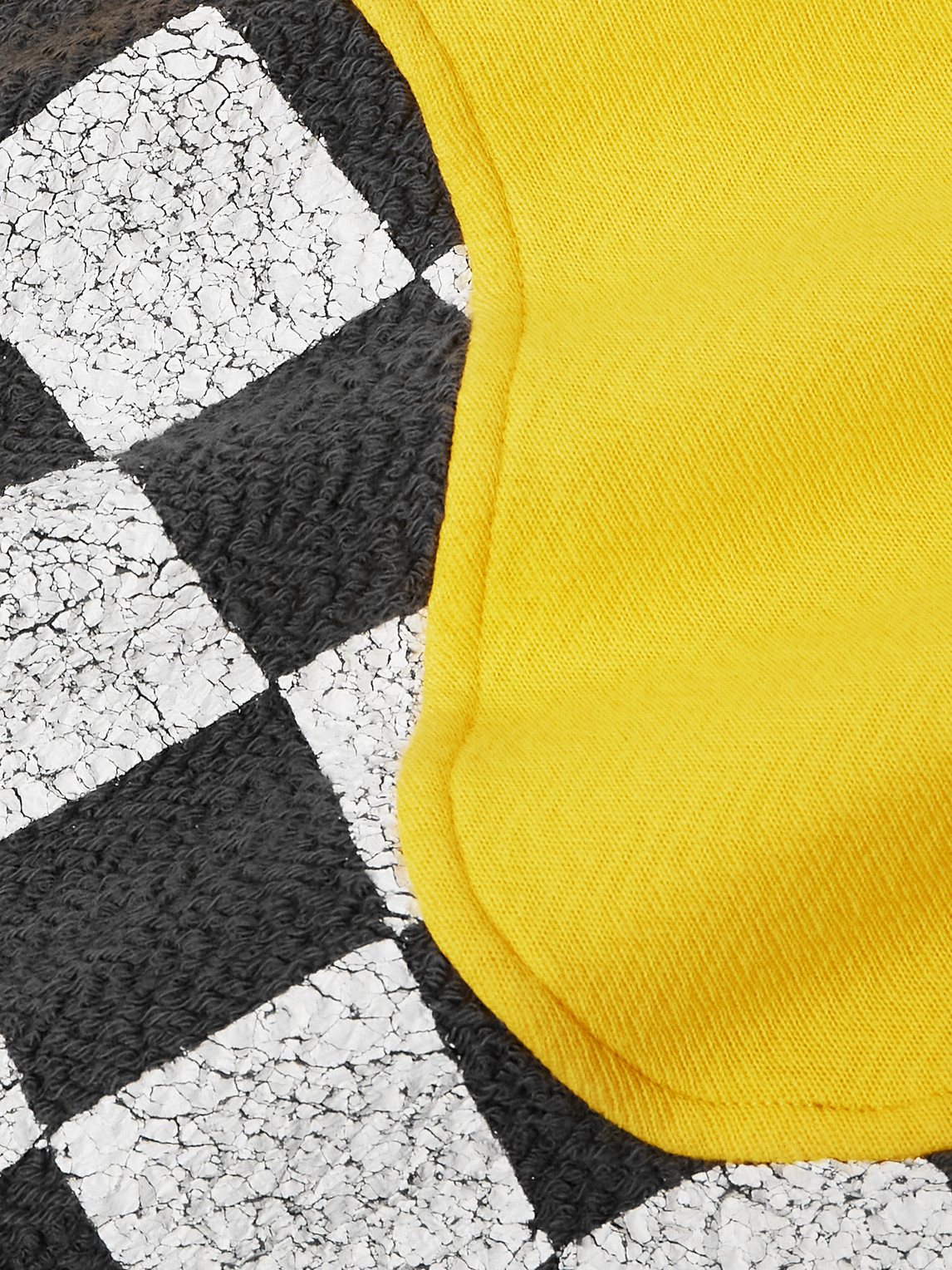 Shop Erl Panelled Checkerboard Cotton-jersey Hoodie In Yellow