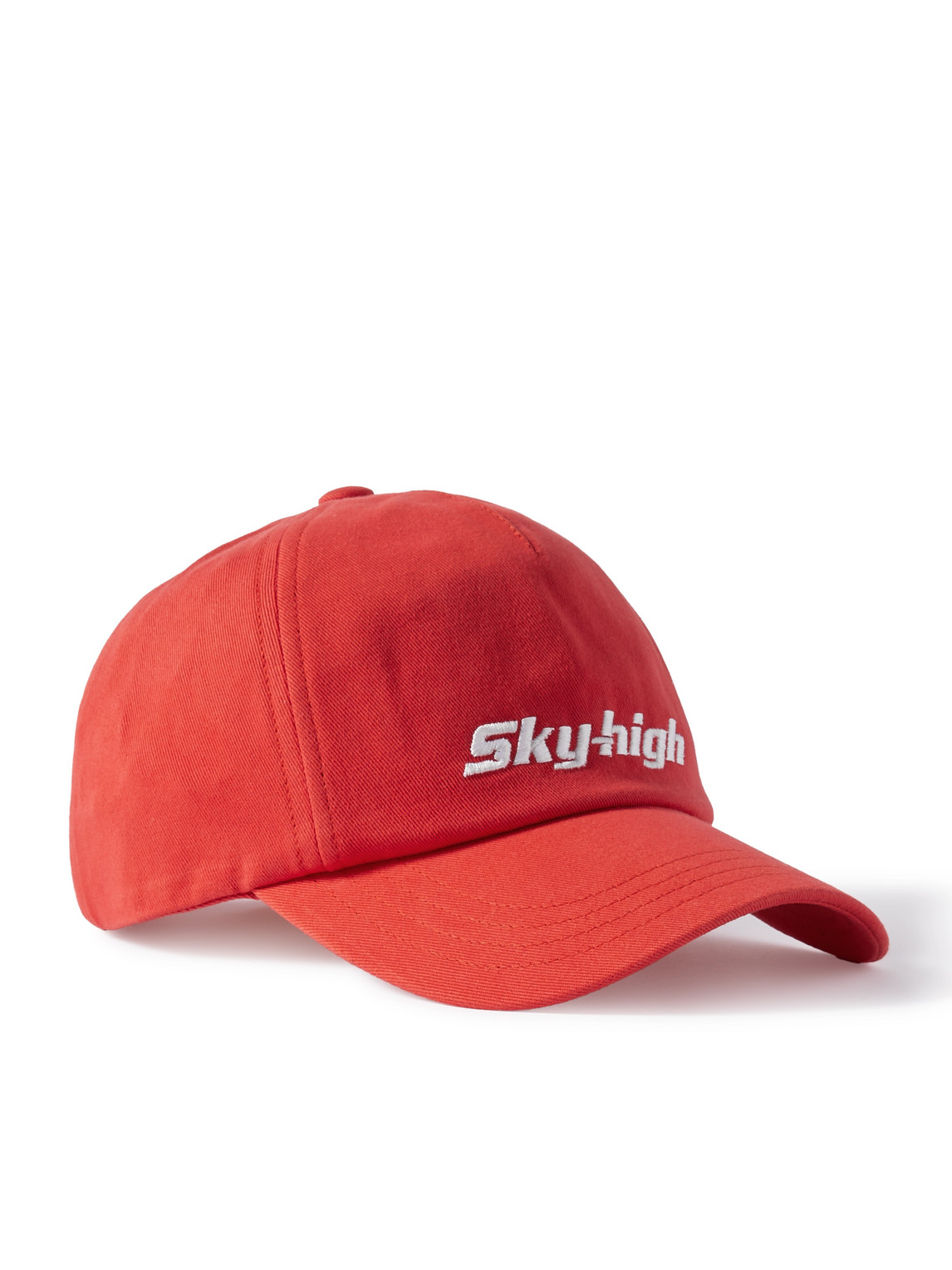 Sky High Farm Logo-embroidered Recycled Cotton-twill Baseball Cap In Red