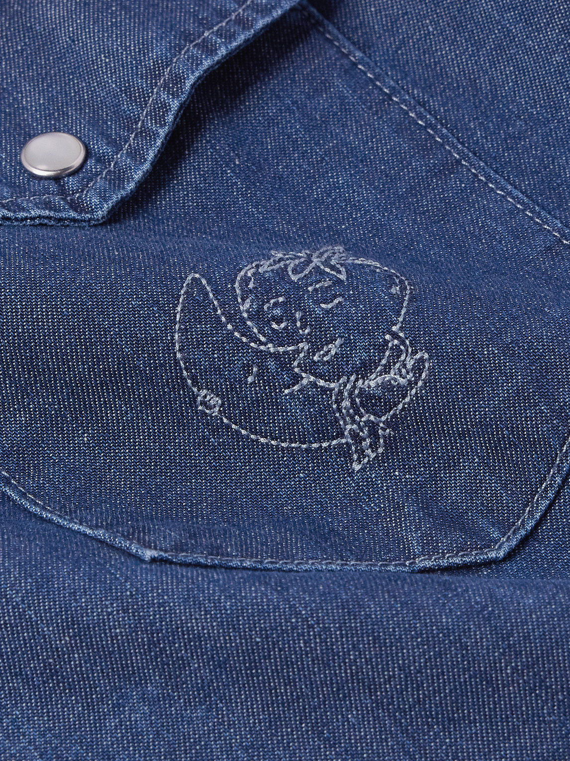 Shop Sky High Farm Perennial Logo-embroidered Denim Western Shirt In Blue