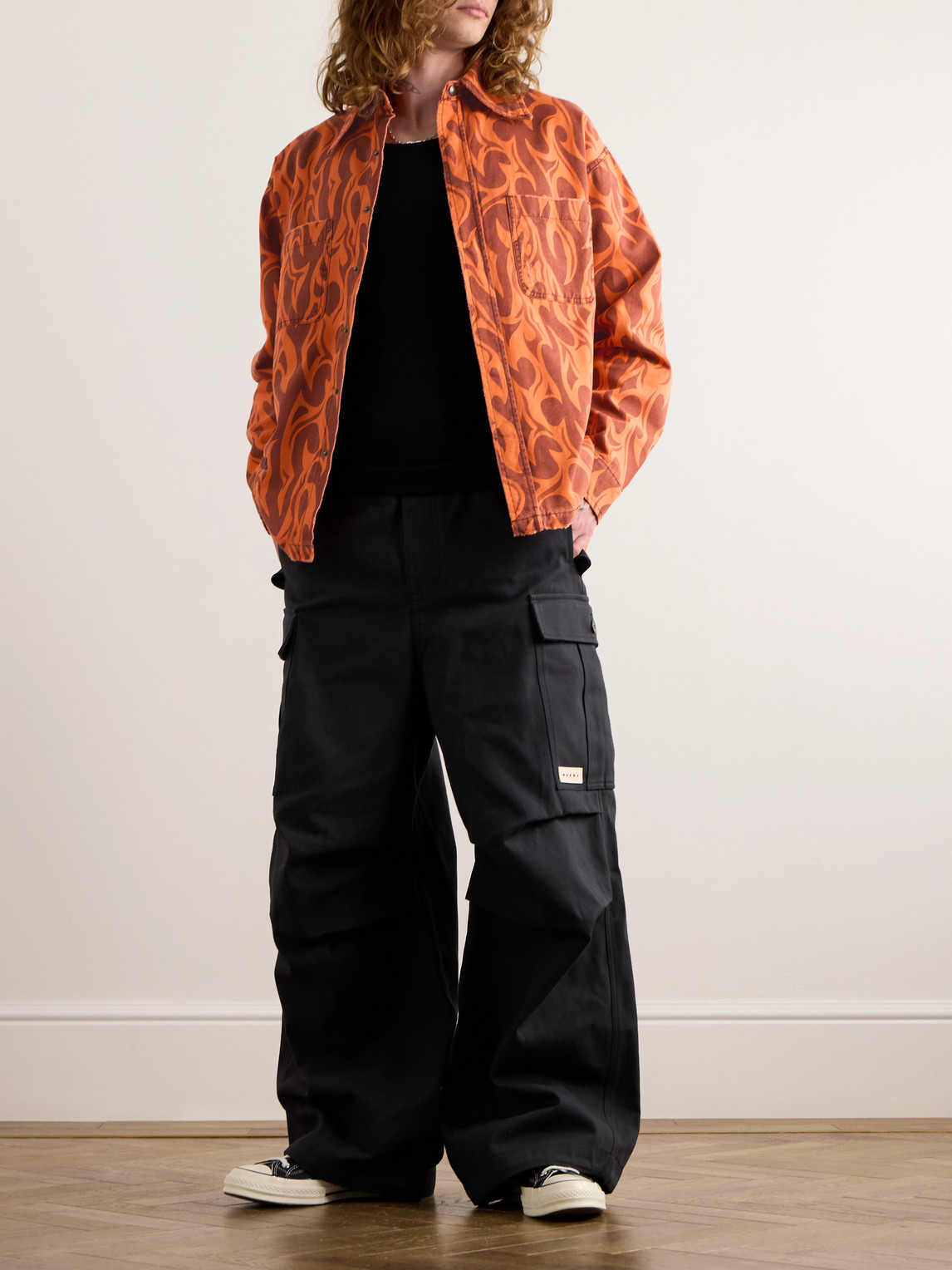 Logo-Embroidered Distressed Printed Cotton-Canvas Jacket — 2