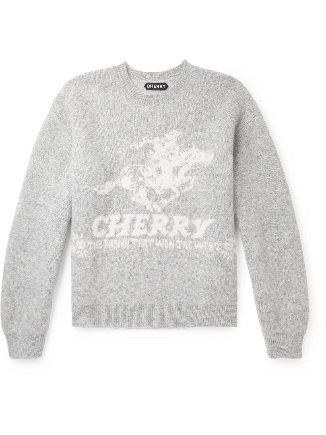 Cherry Los Angeles Intarsia-knit Alpaca-blend Sweater In Gray