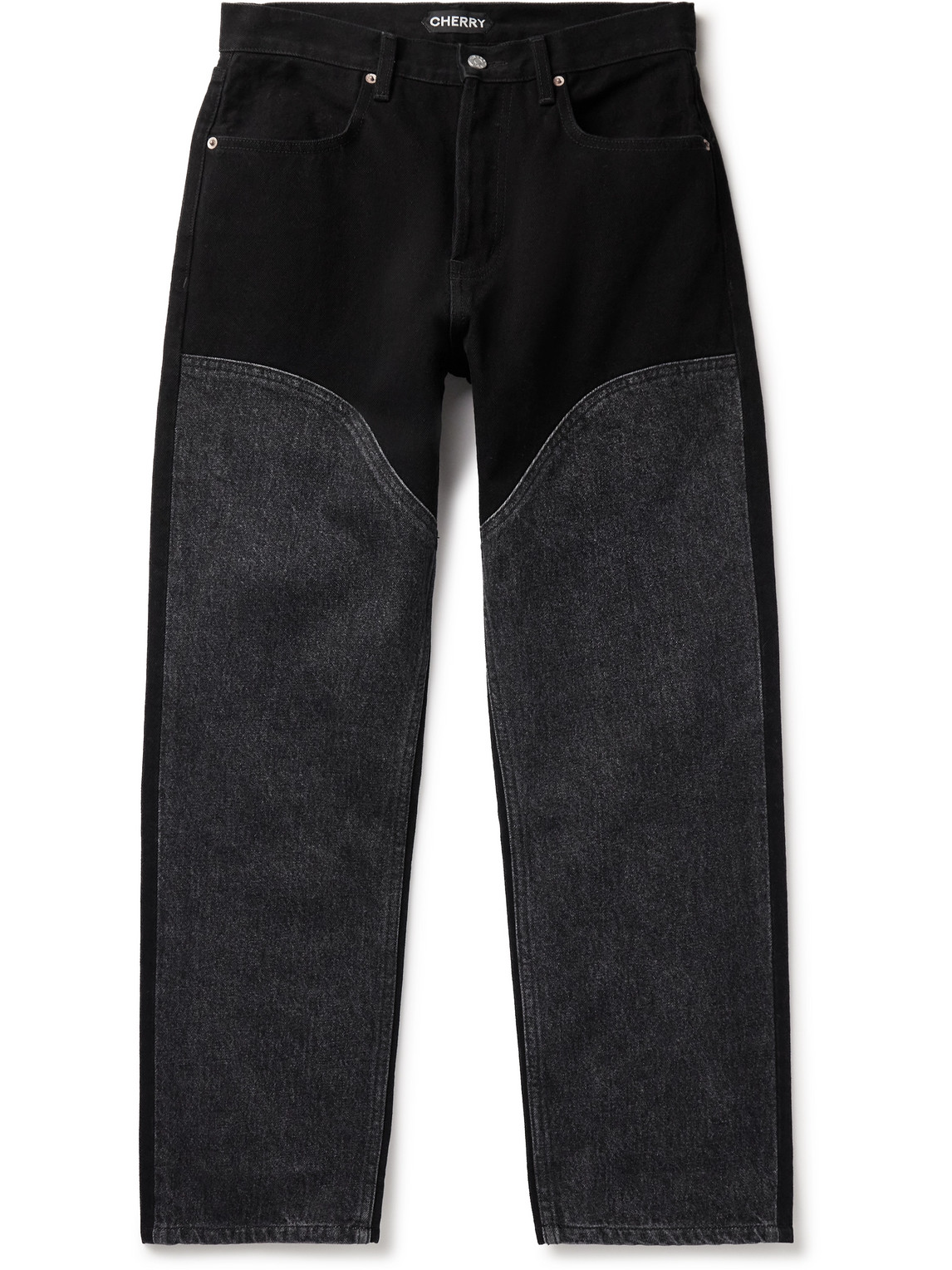 Cherry Los Angeles Chap Straight-leg Panelled Jeans In Black