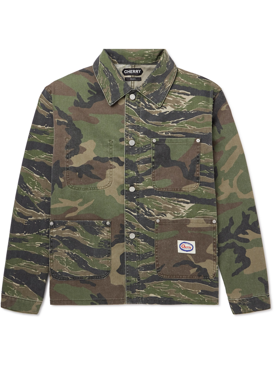 Cherry Los Angeles Patchwork Camouflage-print Denim Chore Jacket In Unknown