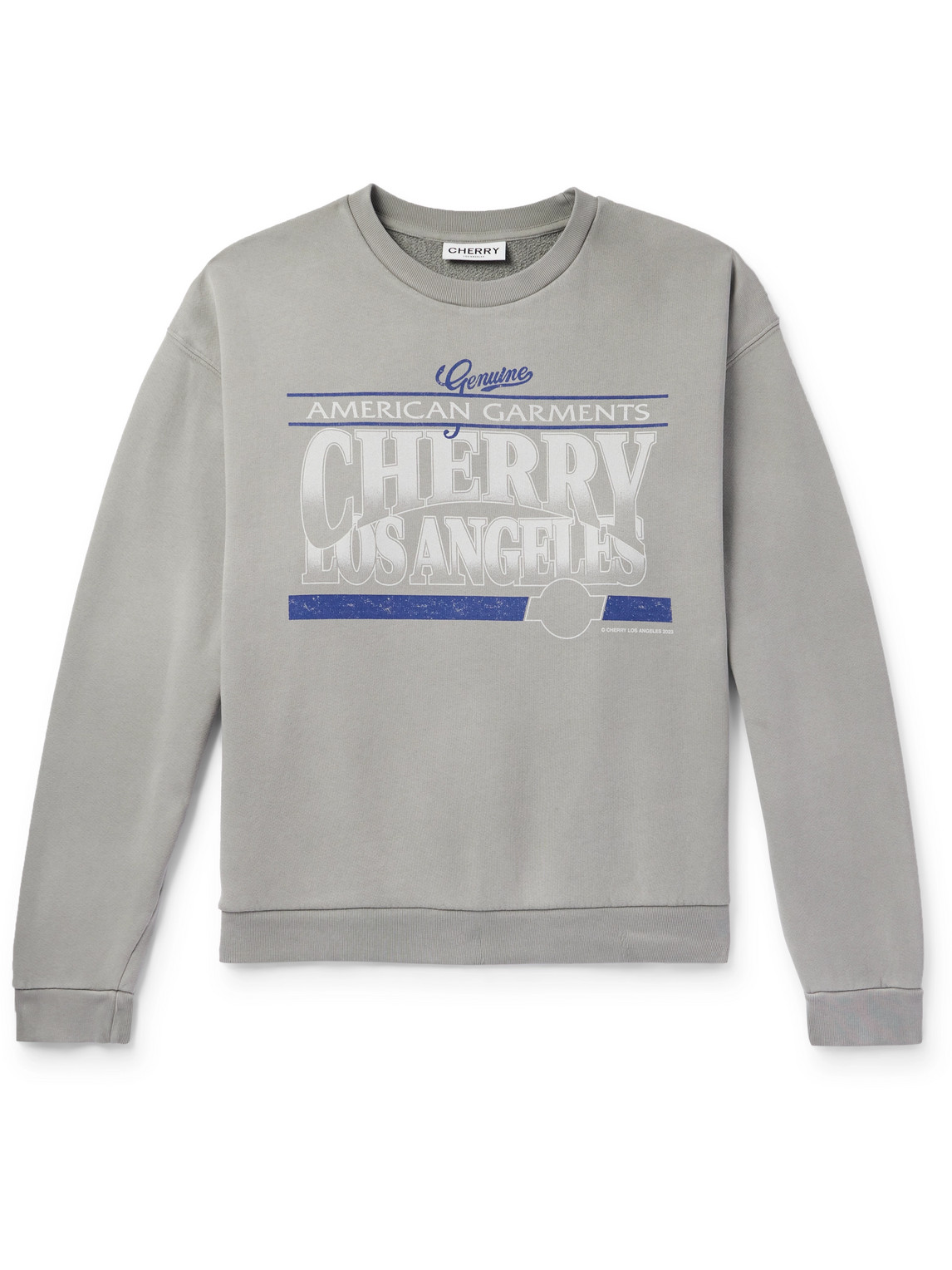 Cherry Los Angeles American Garments Logo-print Cotton-jersey Sweatshirt In Grey