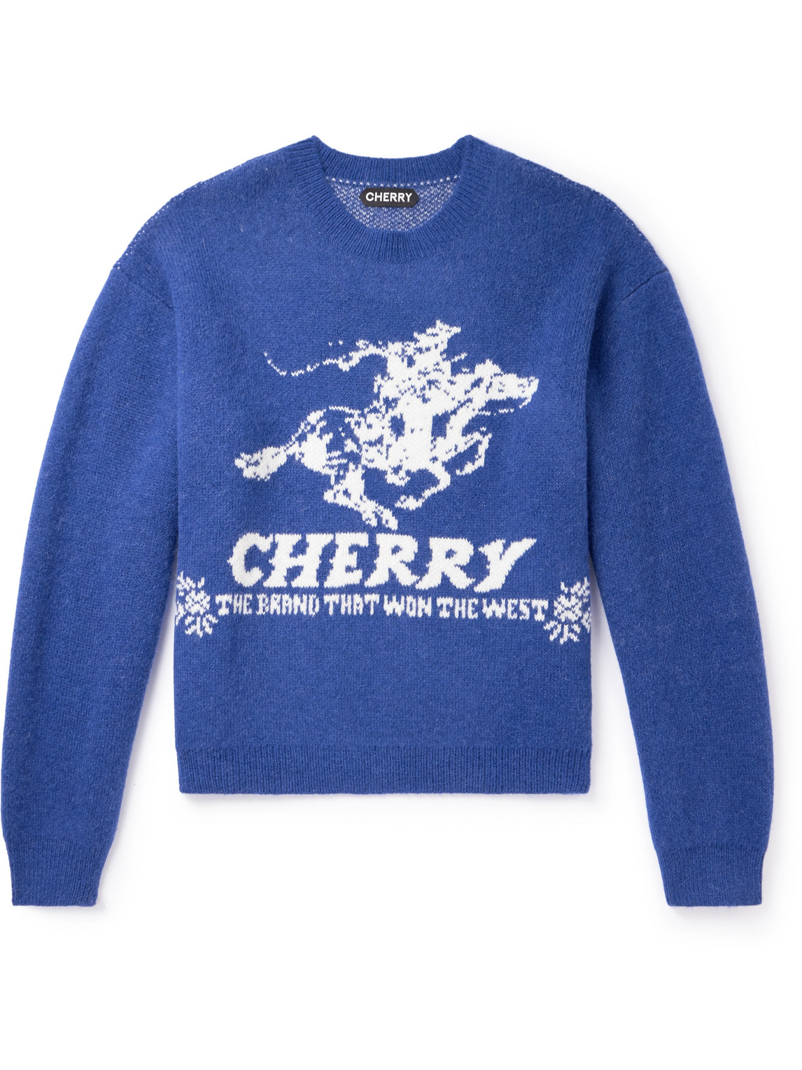 Cherry Los Angeles Intarsia-knit Alpaca-blend Sweater In Blue