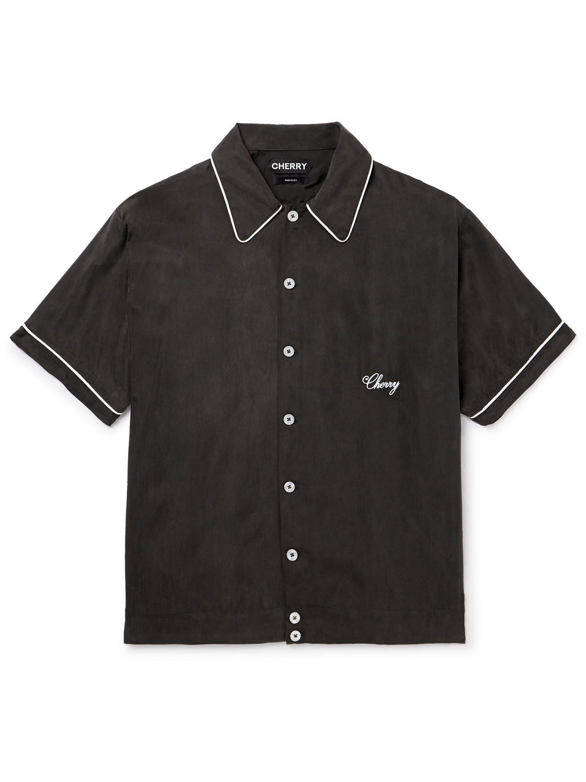 Cherry Los Angeles Smoking Logo-embroidered Voile Shirt In Black