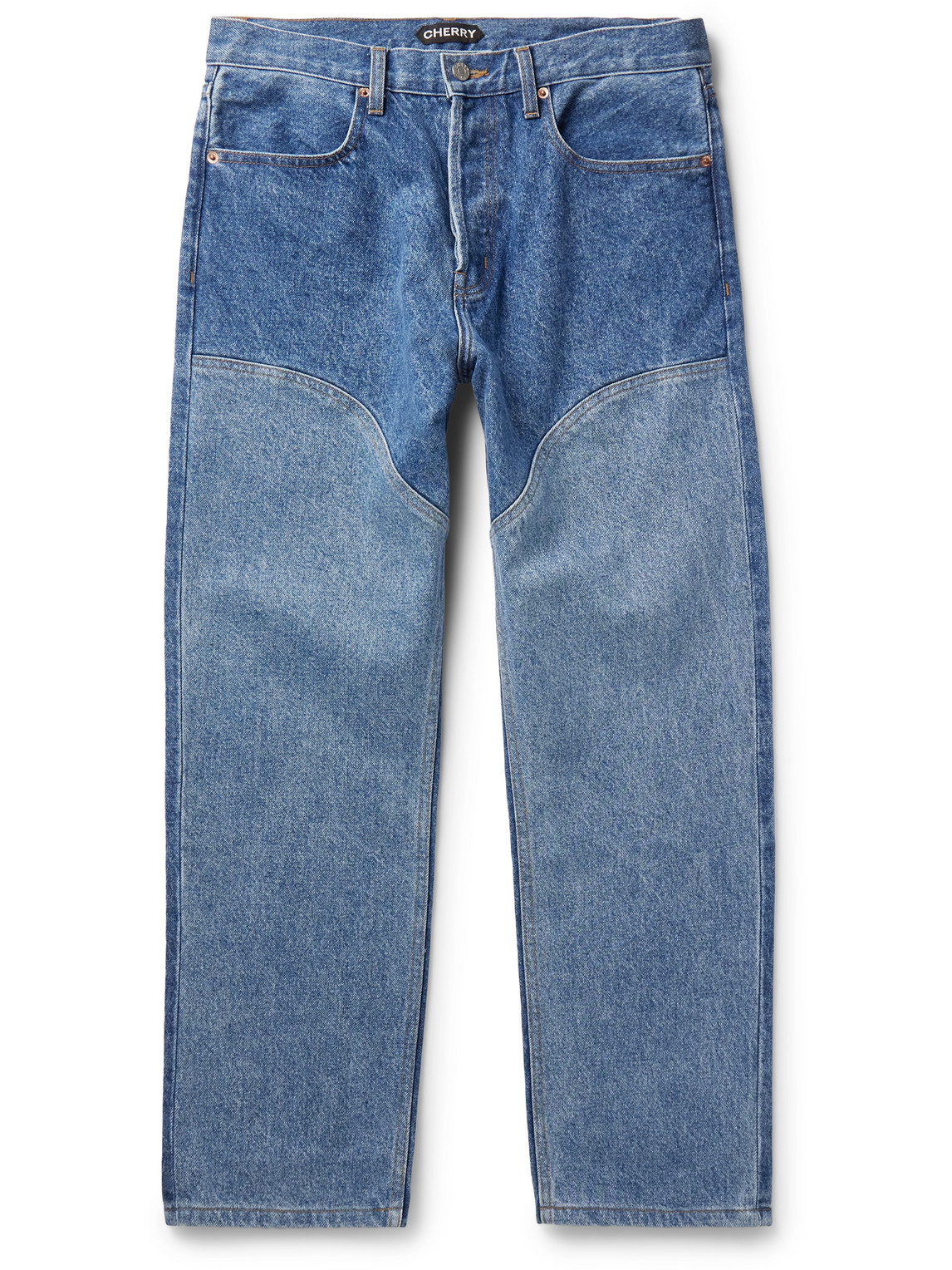 Cherry Los Angeles Chap Straight-leg Panelled Jeans In Blue