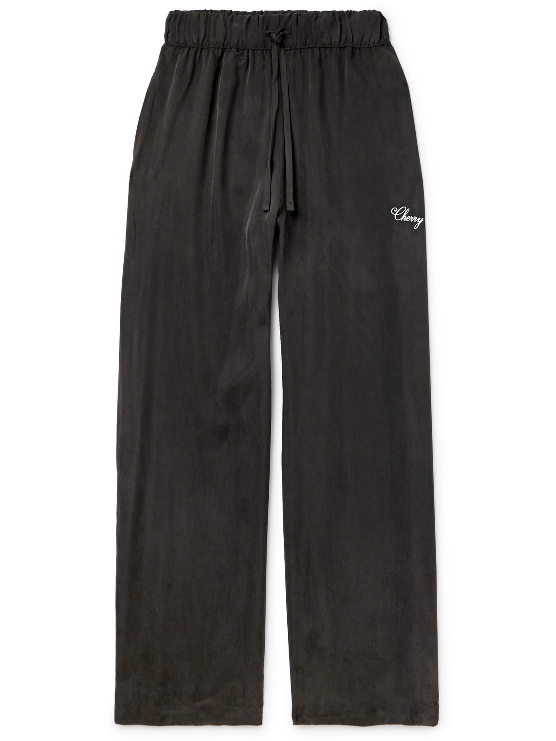 Cherry Los Angeles Wide-leg Logo-embroidered Tencel™ Lyocell Trousers In Unknown