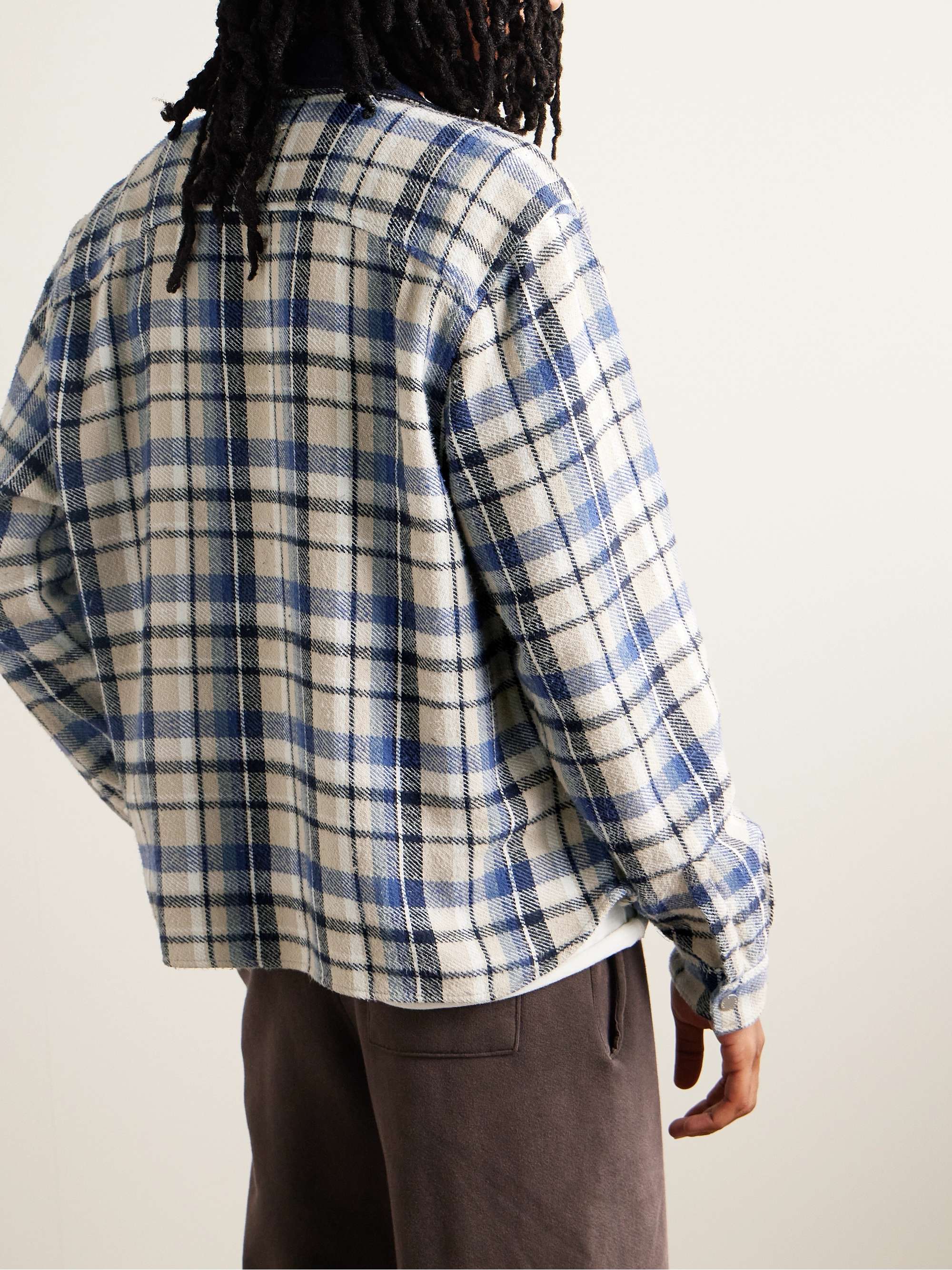 CHERRY LOS ANGELES Chambray-Trimmed Logo-Embroidered Checked Cotton ...