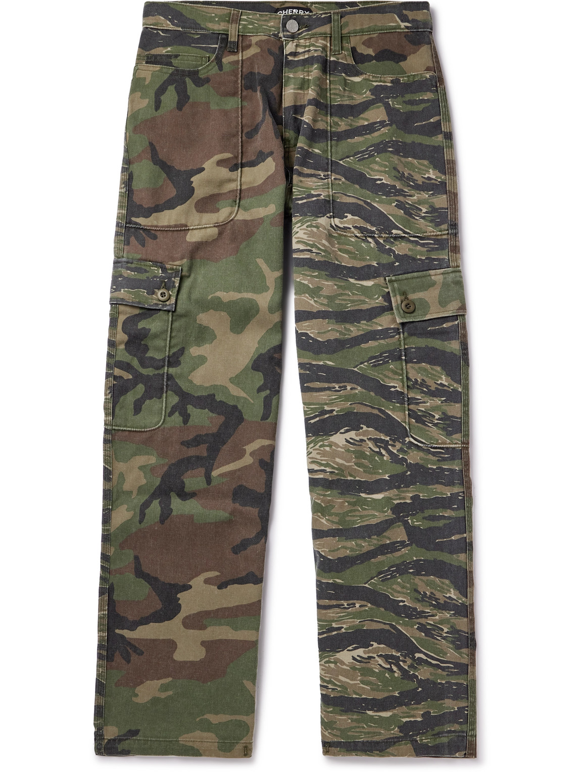 Cherry Los Angeles Straight-leg Camouflage-print Cotton-canvas Trousers In Green