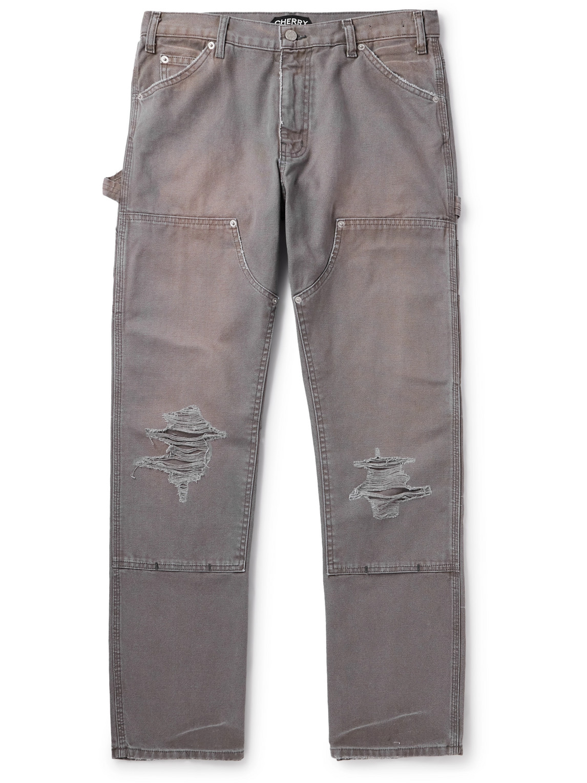 Cherry Los Angeles Straight-leg Distressed Jeans In Gray