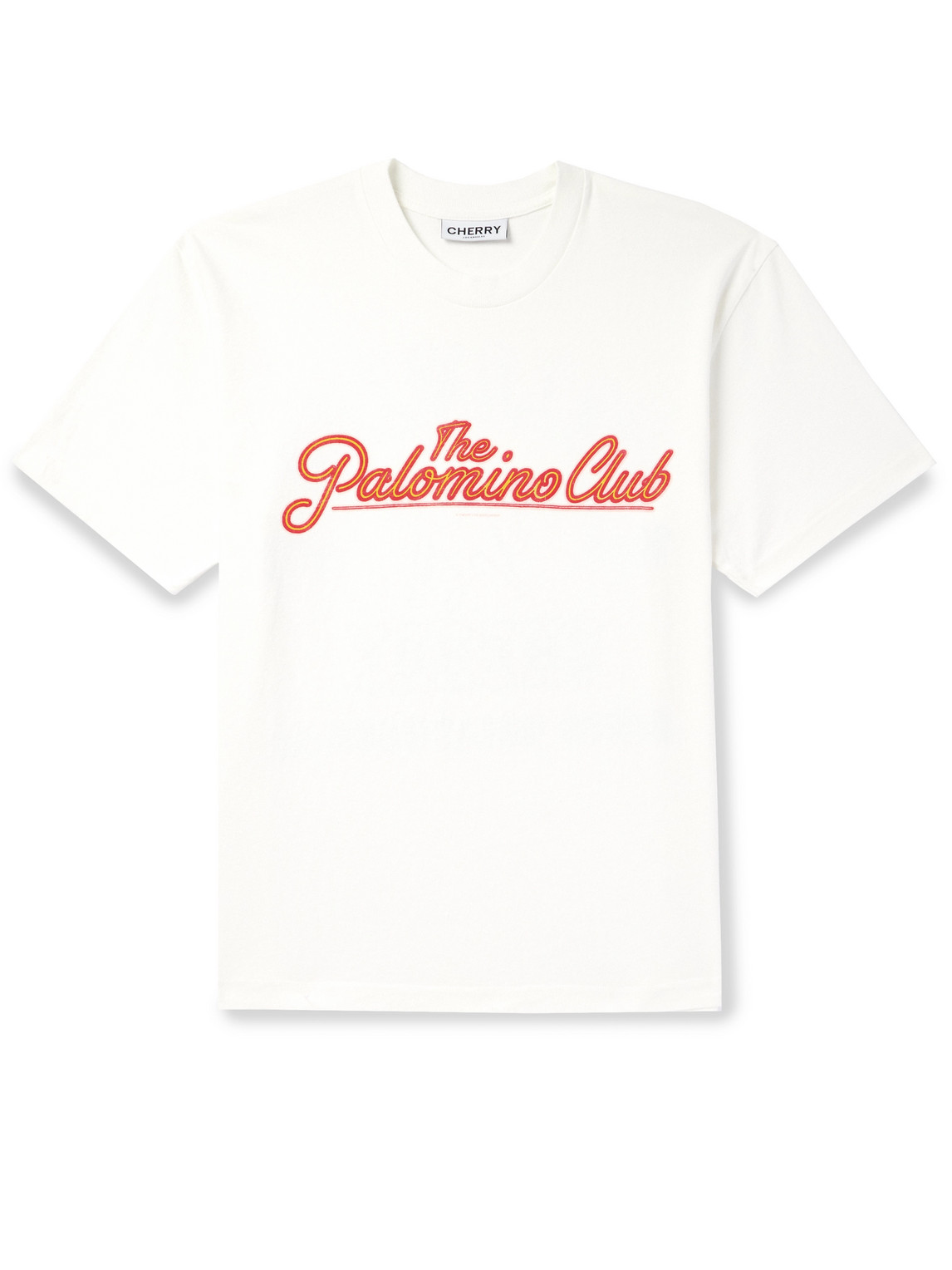 Cherry Los Angeles Garment-dyed Printed Cotton-jersey T-shirt In White