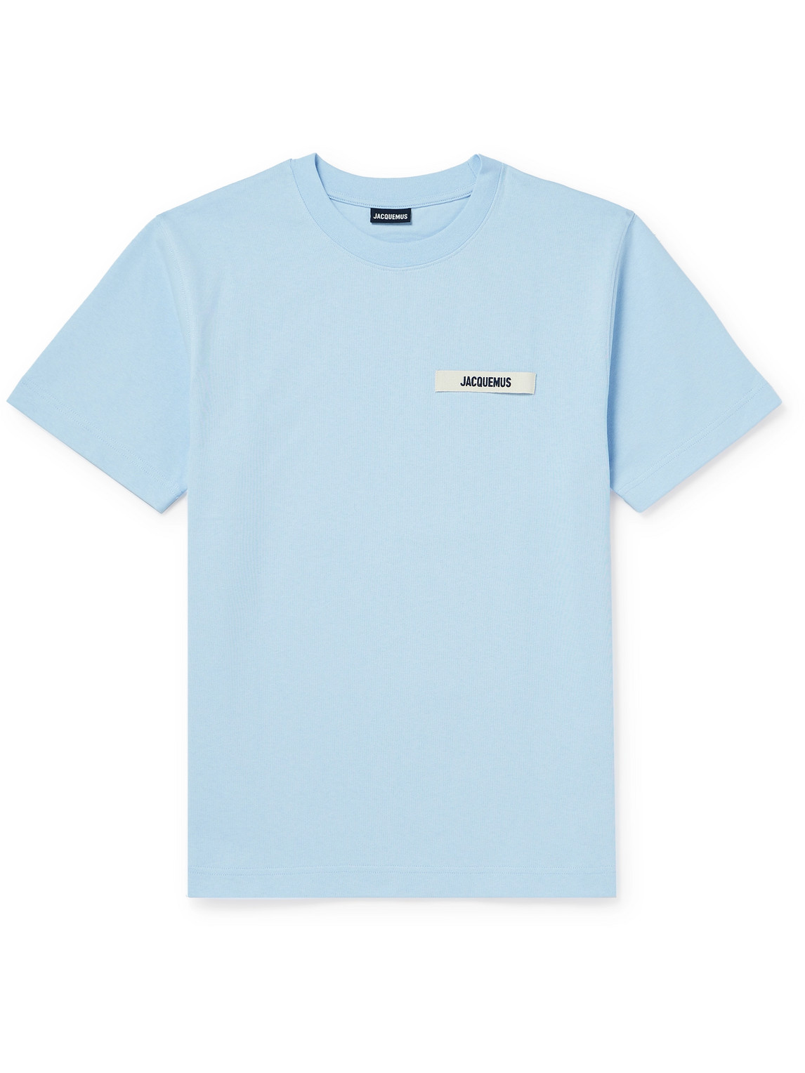 JACQUEMUS GROSGRAIN-TRIMMED LOGO-EMBROIDERED COTTON-JERSEY T-SHIRT