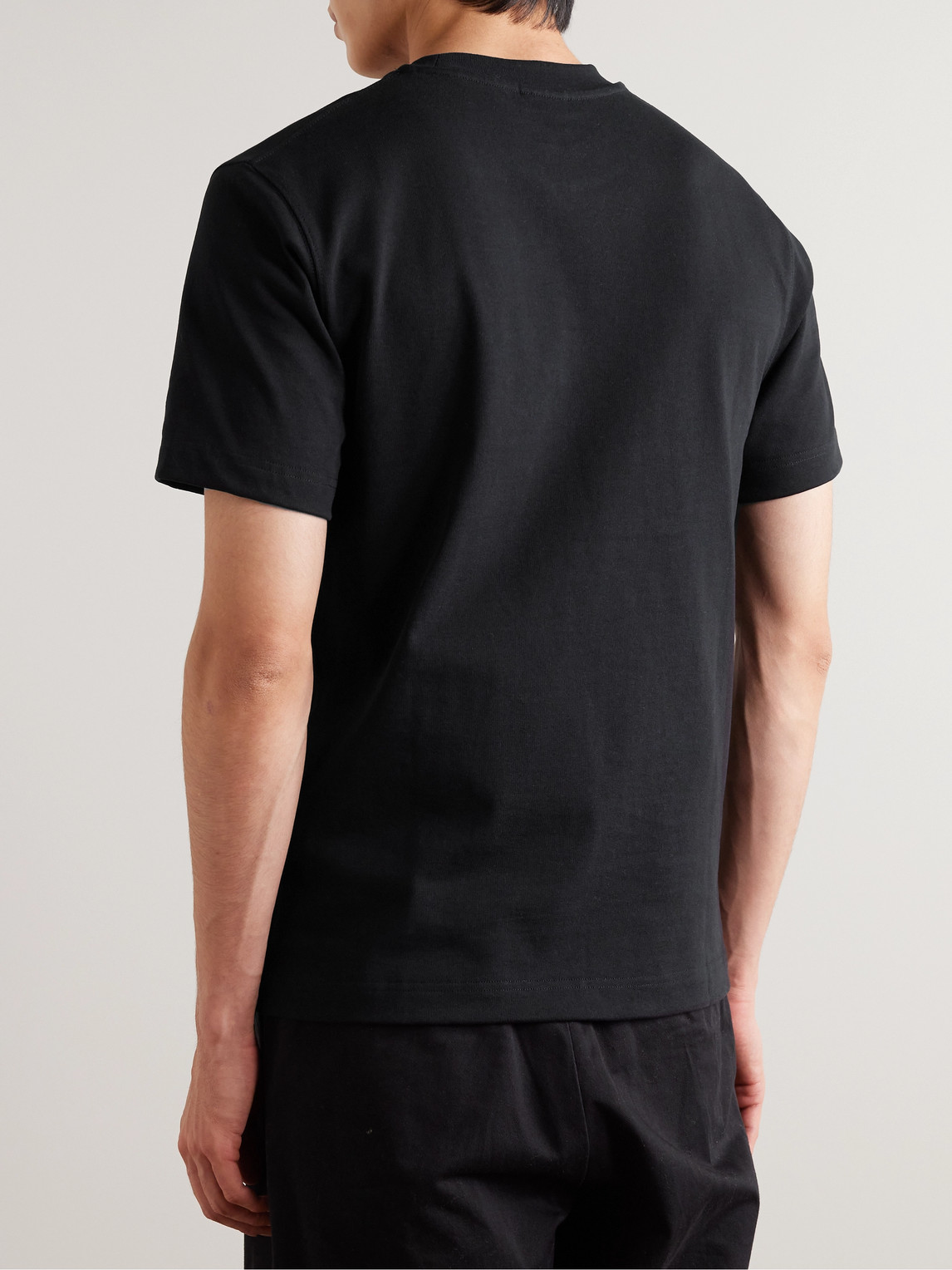 Shop Jacquemus Grosgrain-trimmed Logo-embroidered Cotton-jersey T-shirt In Black