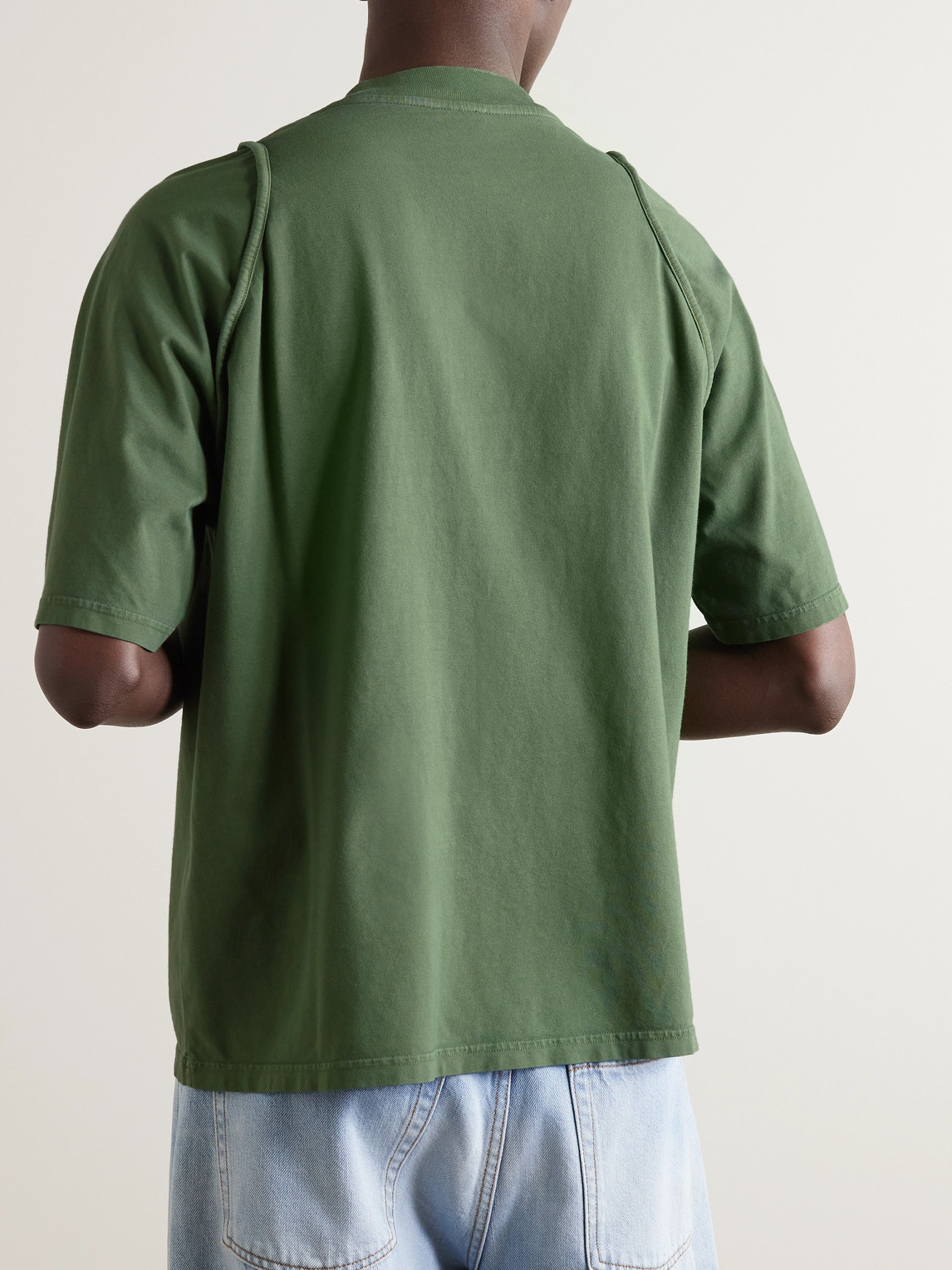 Shop Jacquemus Camargu Logo-embroidered Organic Cotton-jersey T-shirt In Green