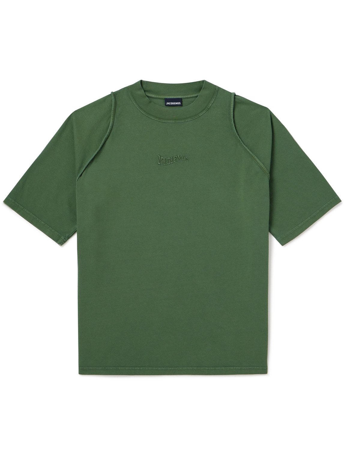 Shop Jacquemus Camargu Logo-embroidered Organic Cotton-jersey T-shirt In Green