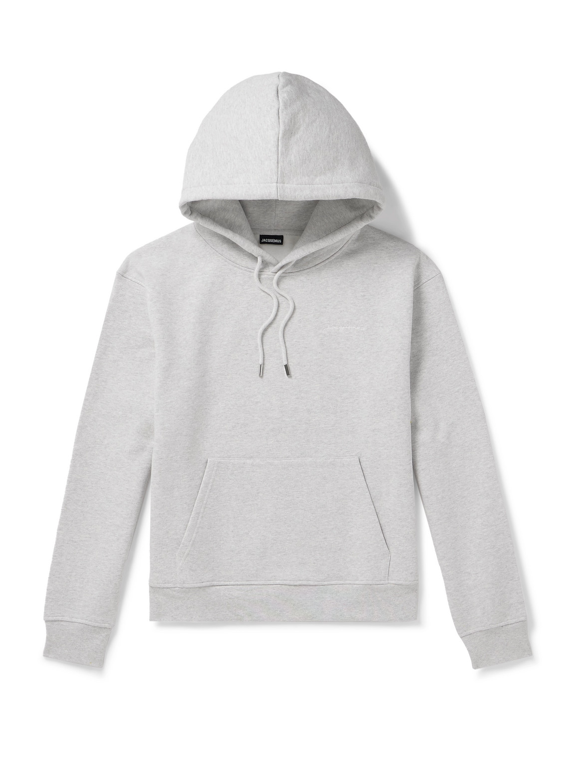 Jacquemus Brode Logo-embroidered Organic Cotton-jersey Hoodie In Gray