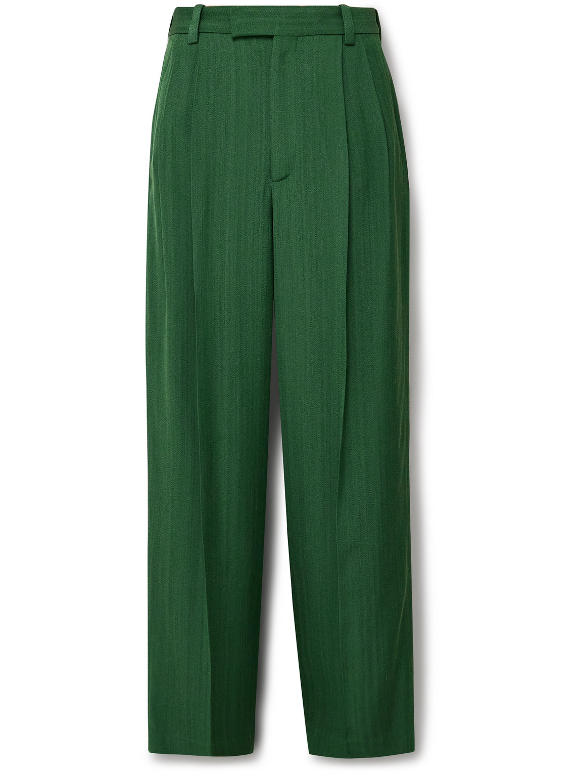 Jacquemus Titolo Straight-leg Pleated Woven Trousers In Green