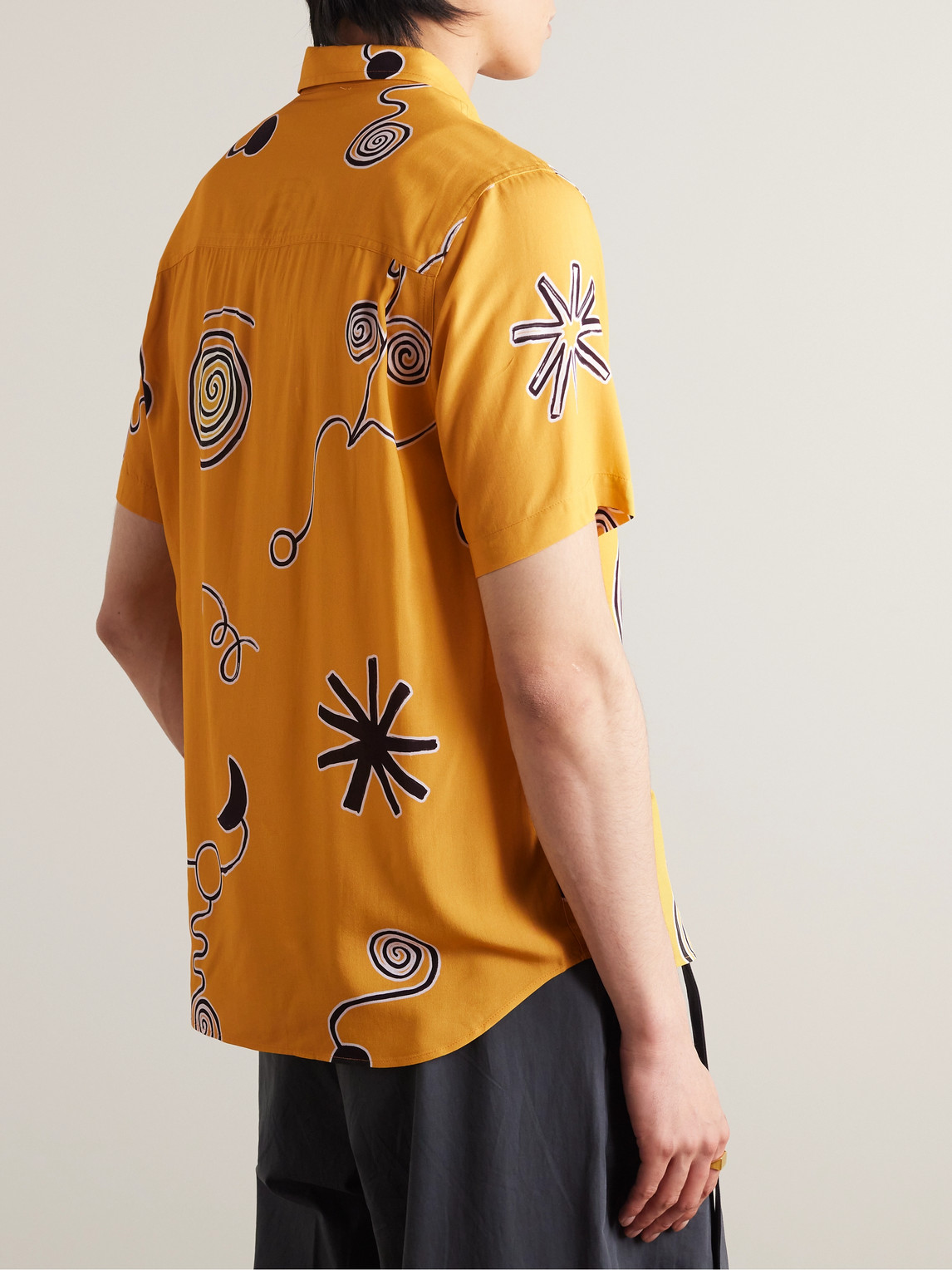 Shop Jacquemus Melo Logo-embroidered Printed Crepe Shirt In Orange