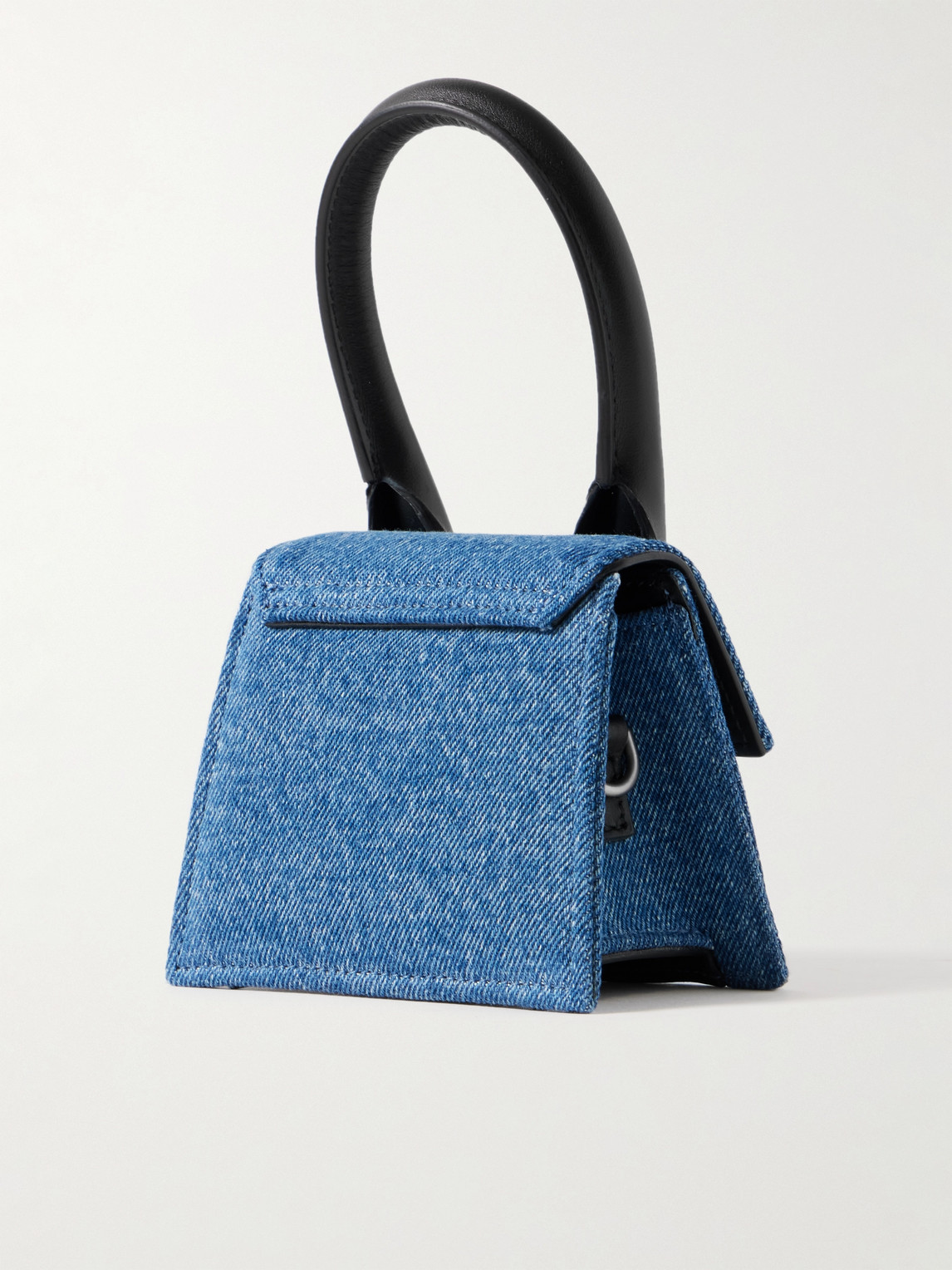 Shop Jacquemus Le Chiquito Logo-embellished Leather-trimmed Denim Bag In Blue
