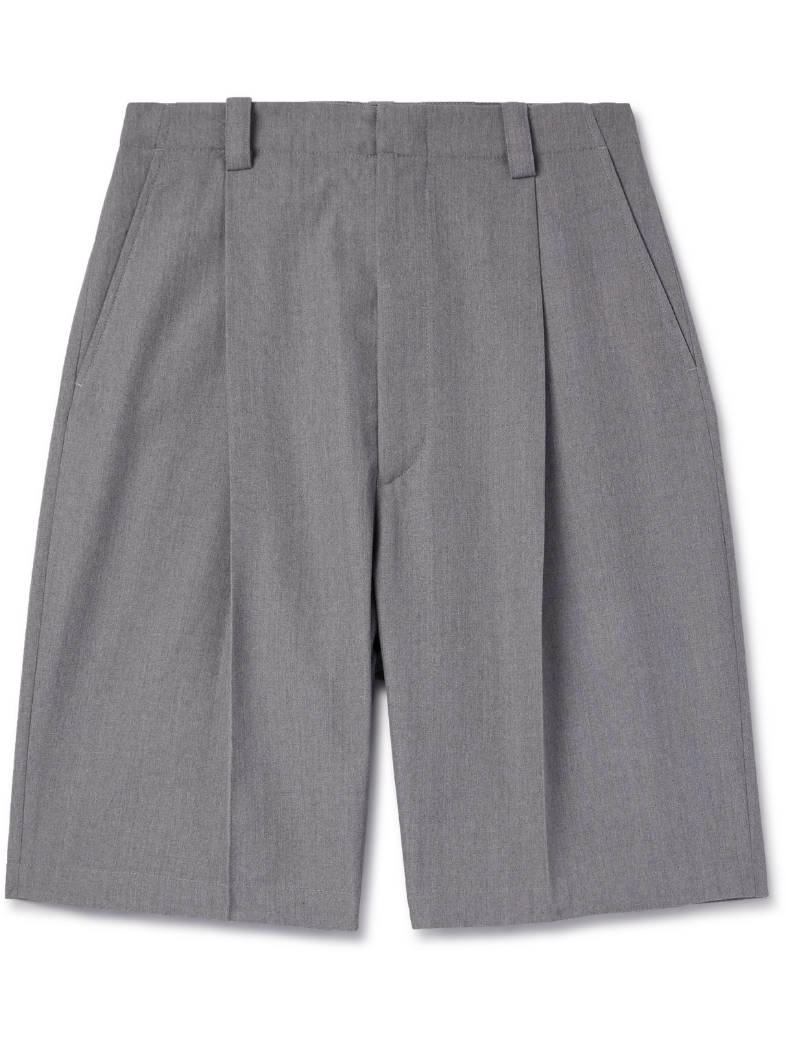 Jacquemus Wide-leg Pleated Virgin Wool-twill Shorts In Gray