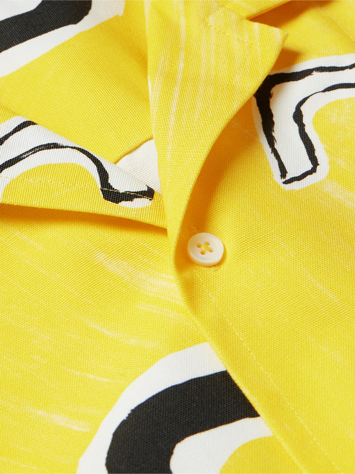 Shop Jacquemus Jean Camp-collar Printed Cotton Shirt In Yellow