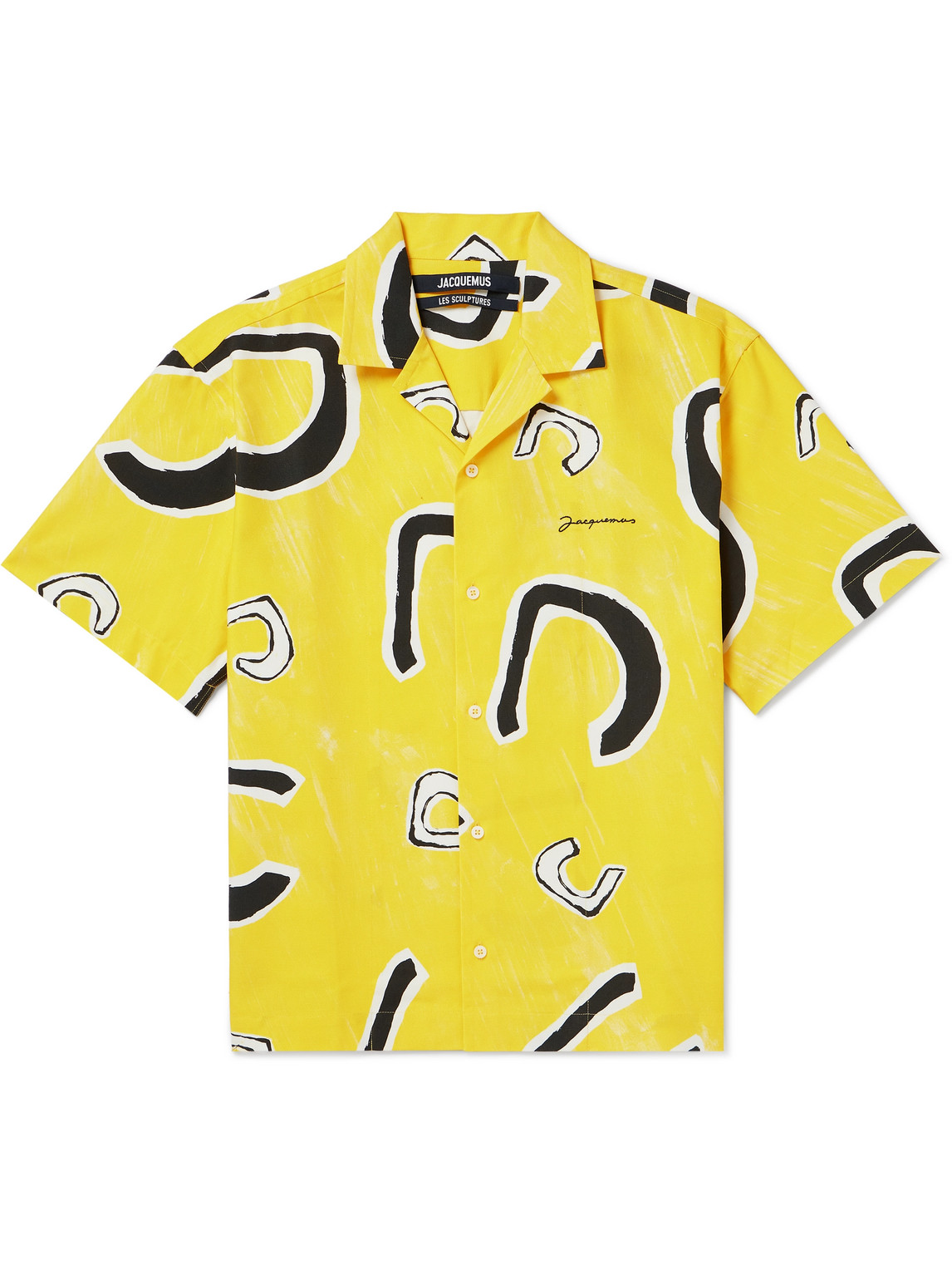 Jacquemus Jean Camp-collar Printed Cotton Shirt In Yellow