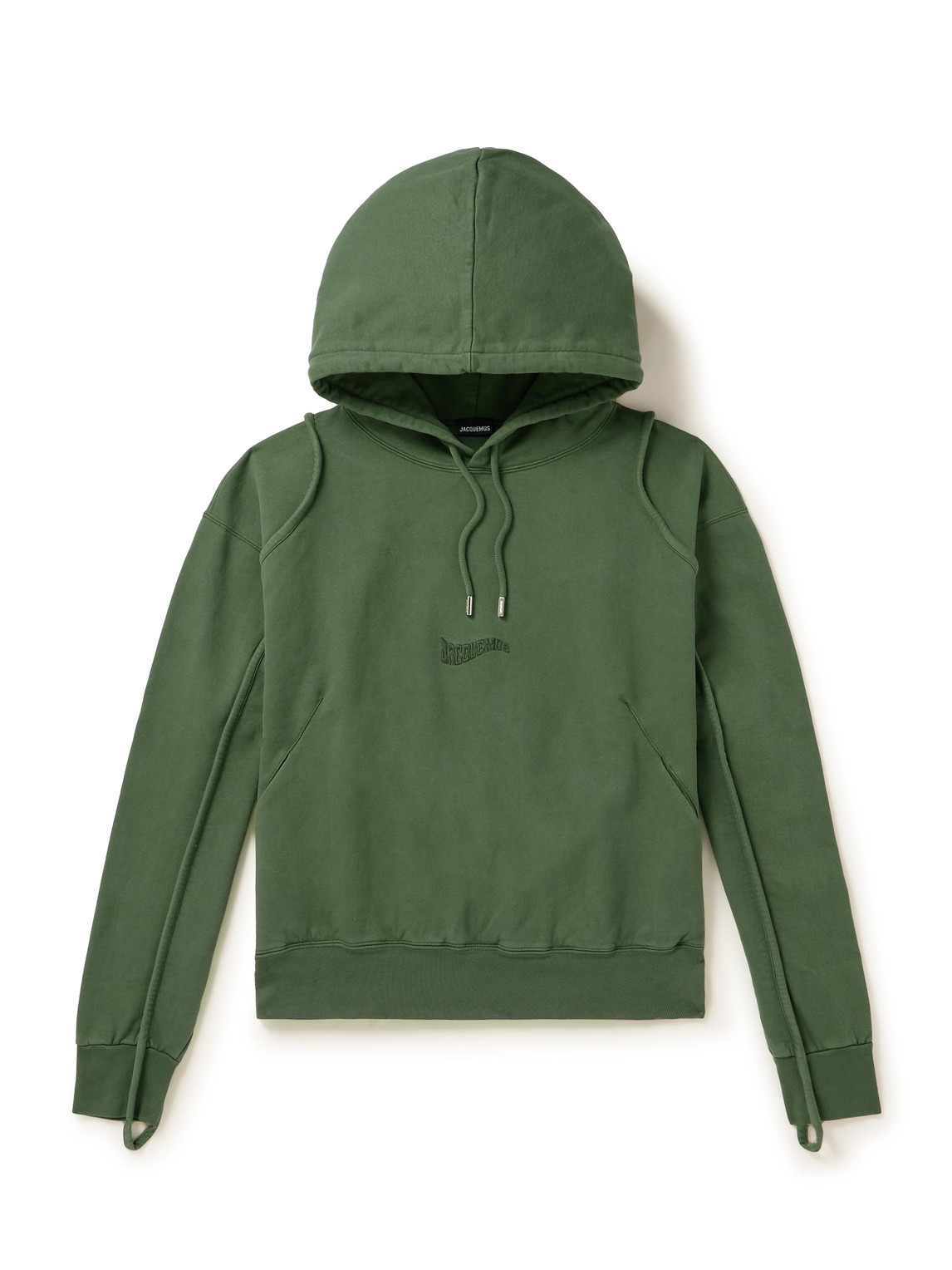 Jacquemus Camargue Logo-embroidered Cotton-jersey Hoodie In Green