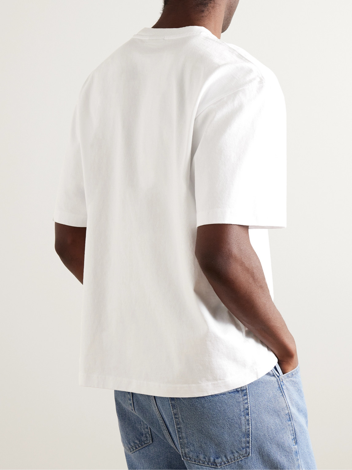 Shop Jacquemus Cuadro Logo-print Embroidered Cotton-jersey T-shirt In White